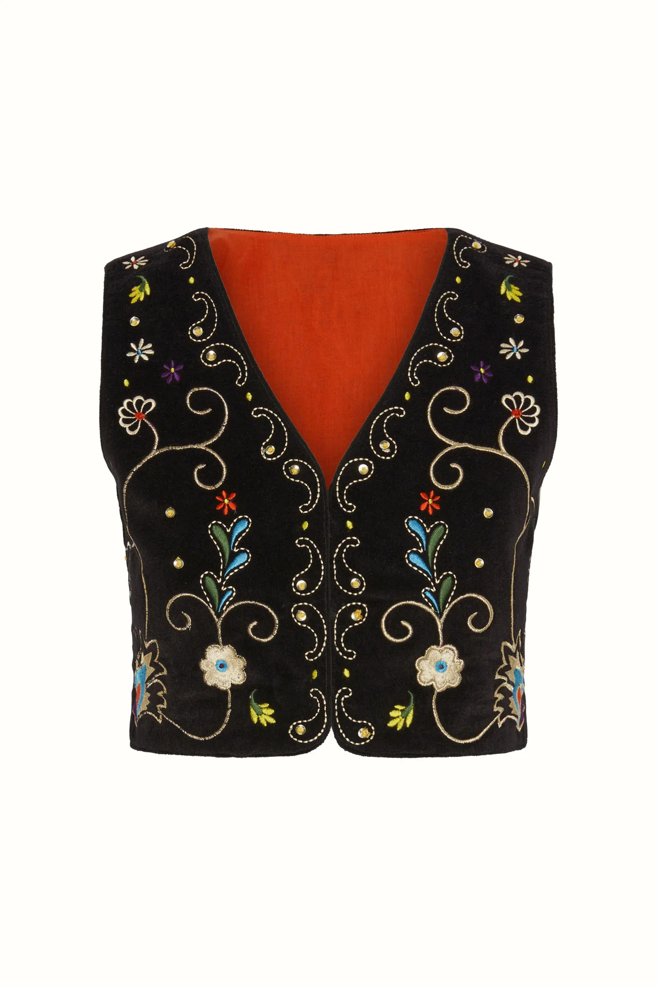 Aria Black Velvet Embroidered Vest - Image 8