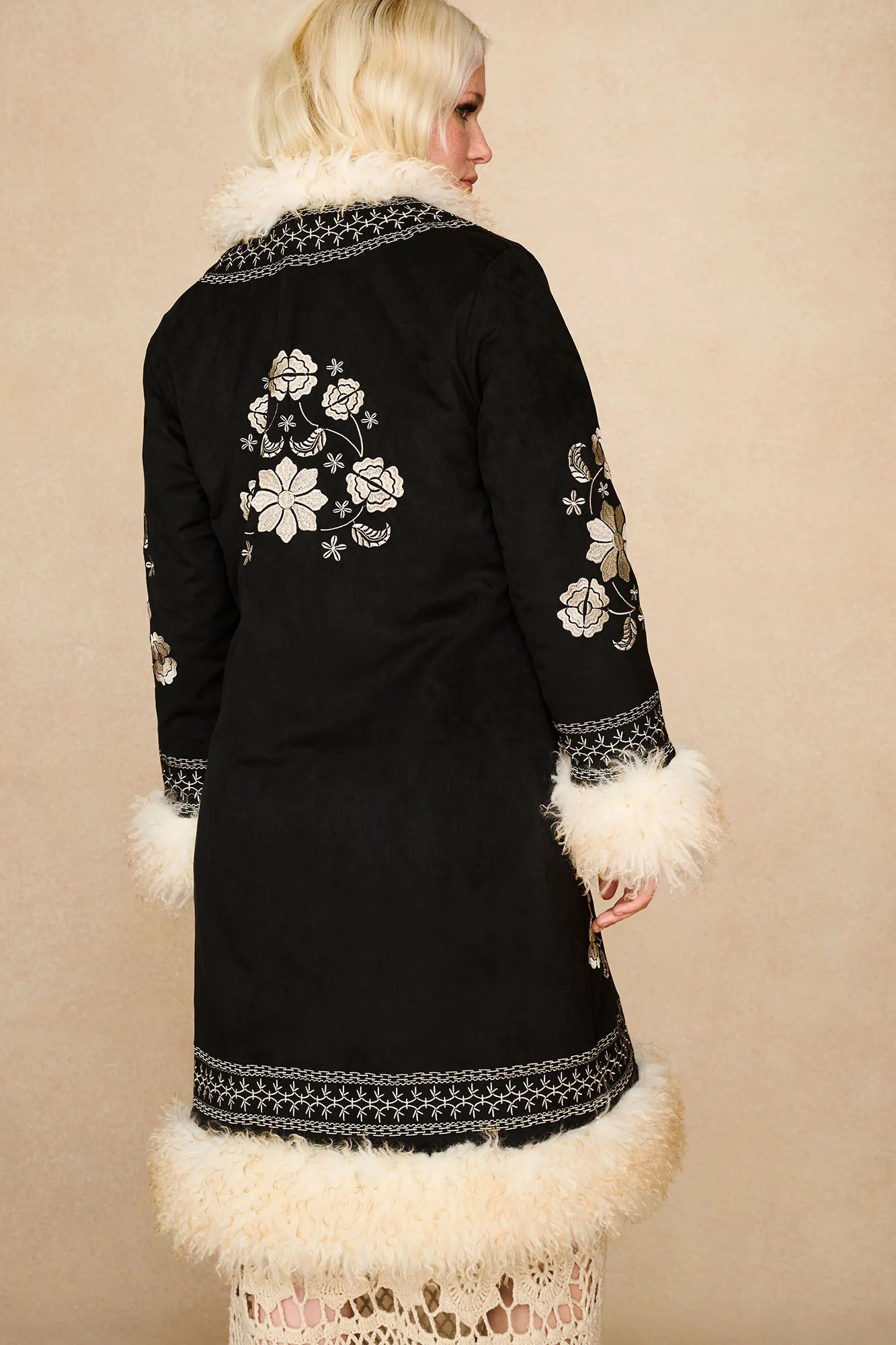 Breaking Hearts Black Embroidered Long Penny Lane Coat - Image 10