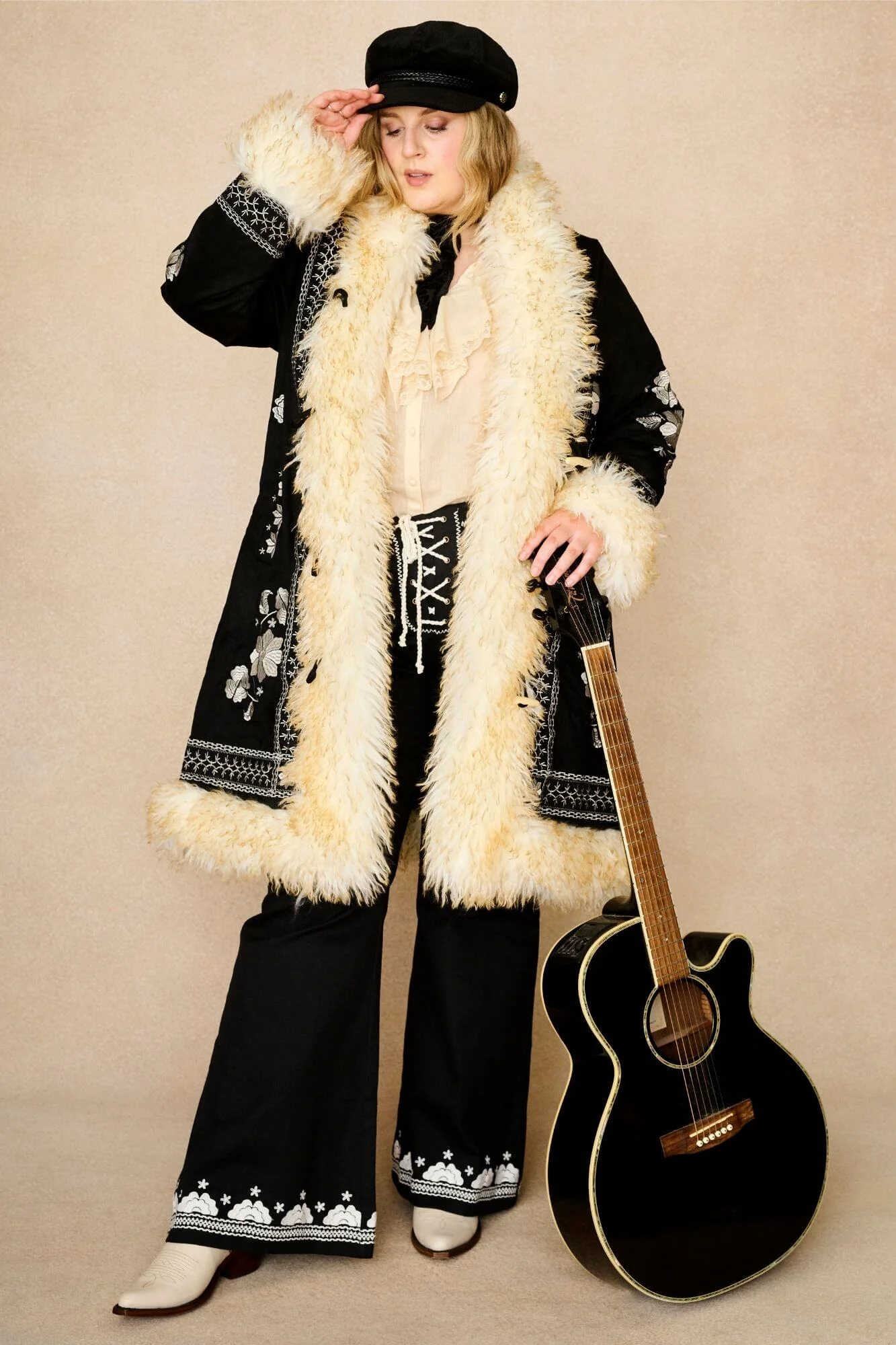 Breaking Hearts Black Embroidered Long Penny Lane Coat - Image 7