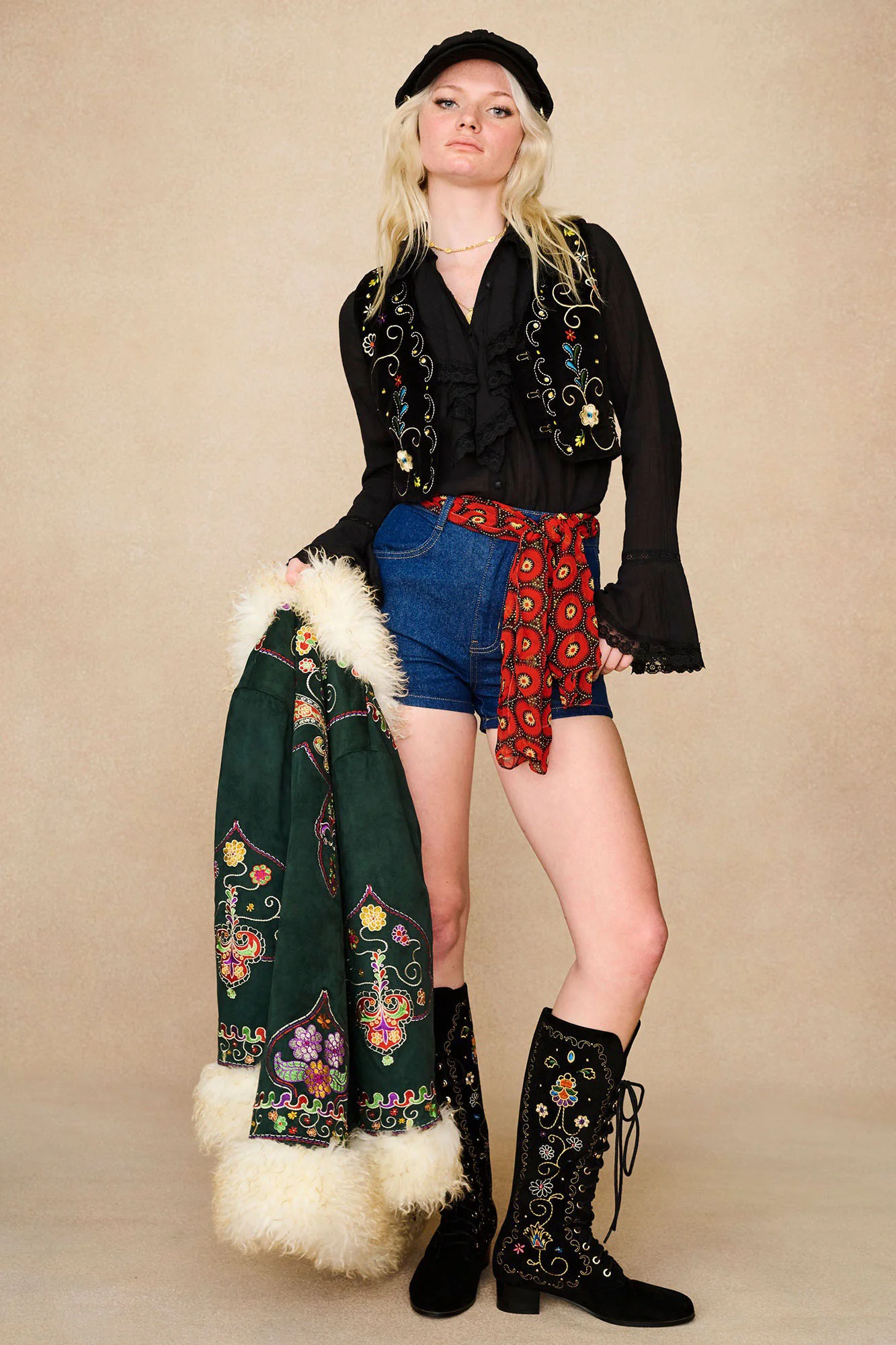 Storyteller Black Lace Trim Ruffle Blouse - Image 10