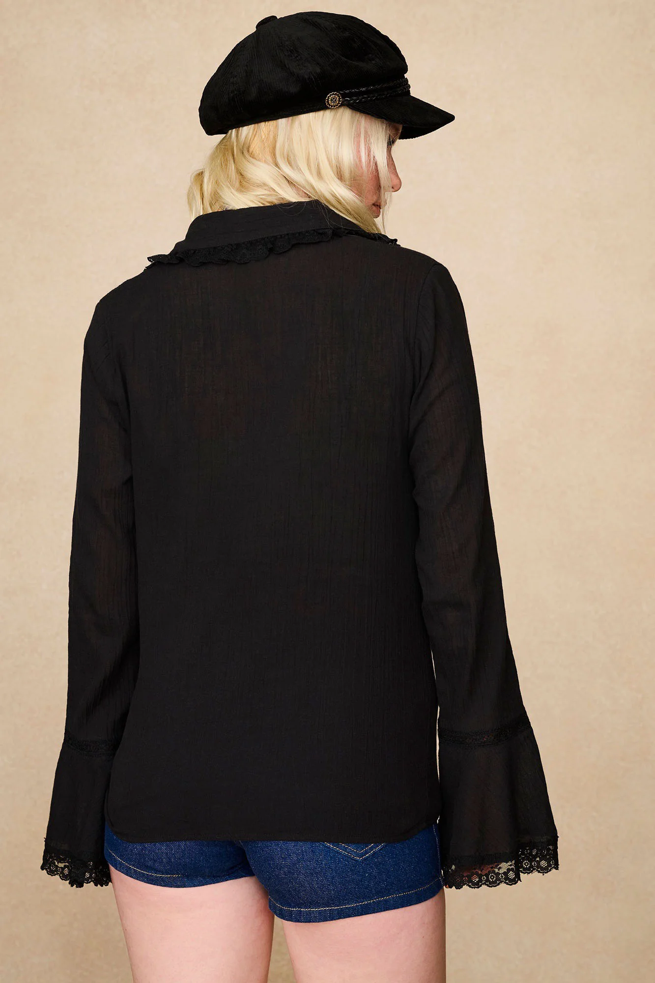 Storyteller Black Lace Trim Ruffle Blouse - Image 8