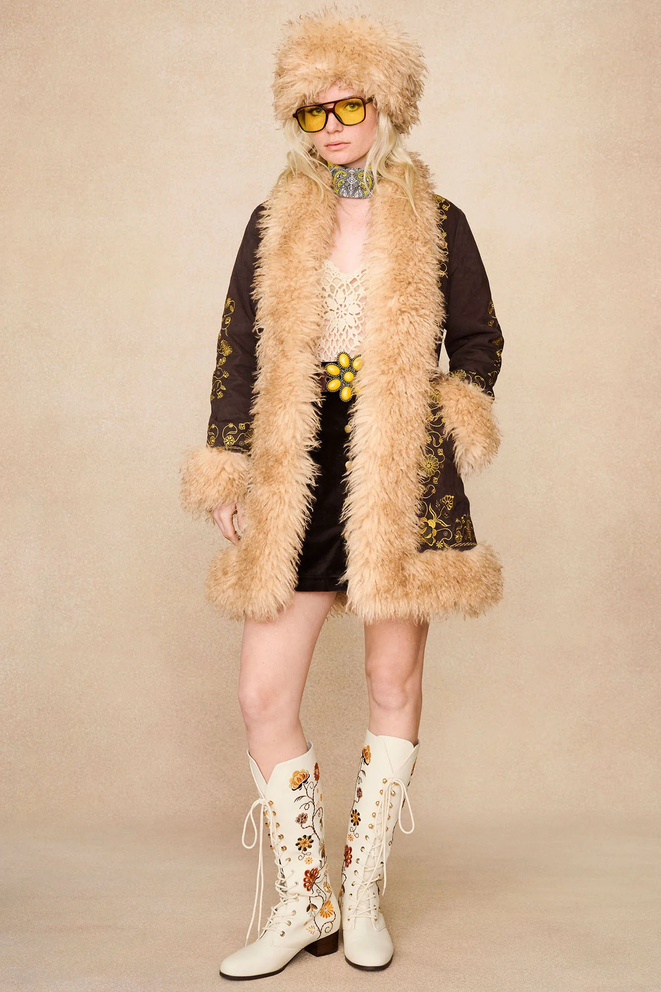 Breaking Hearts Brown Embroidered Penny Lane Coat - Image 3