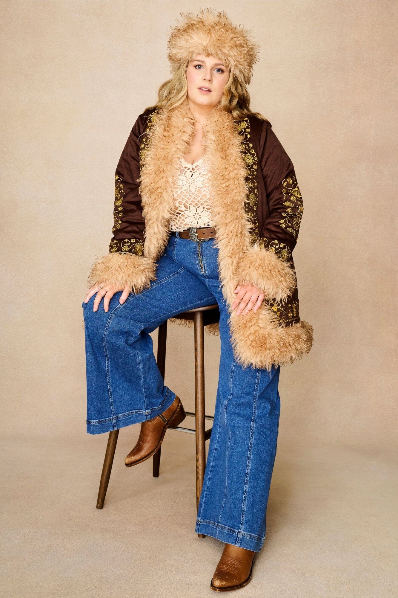 Breaking Hearts Brown Embroidered Penny Lane Coat - Image 9