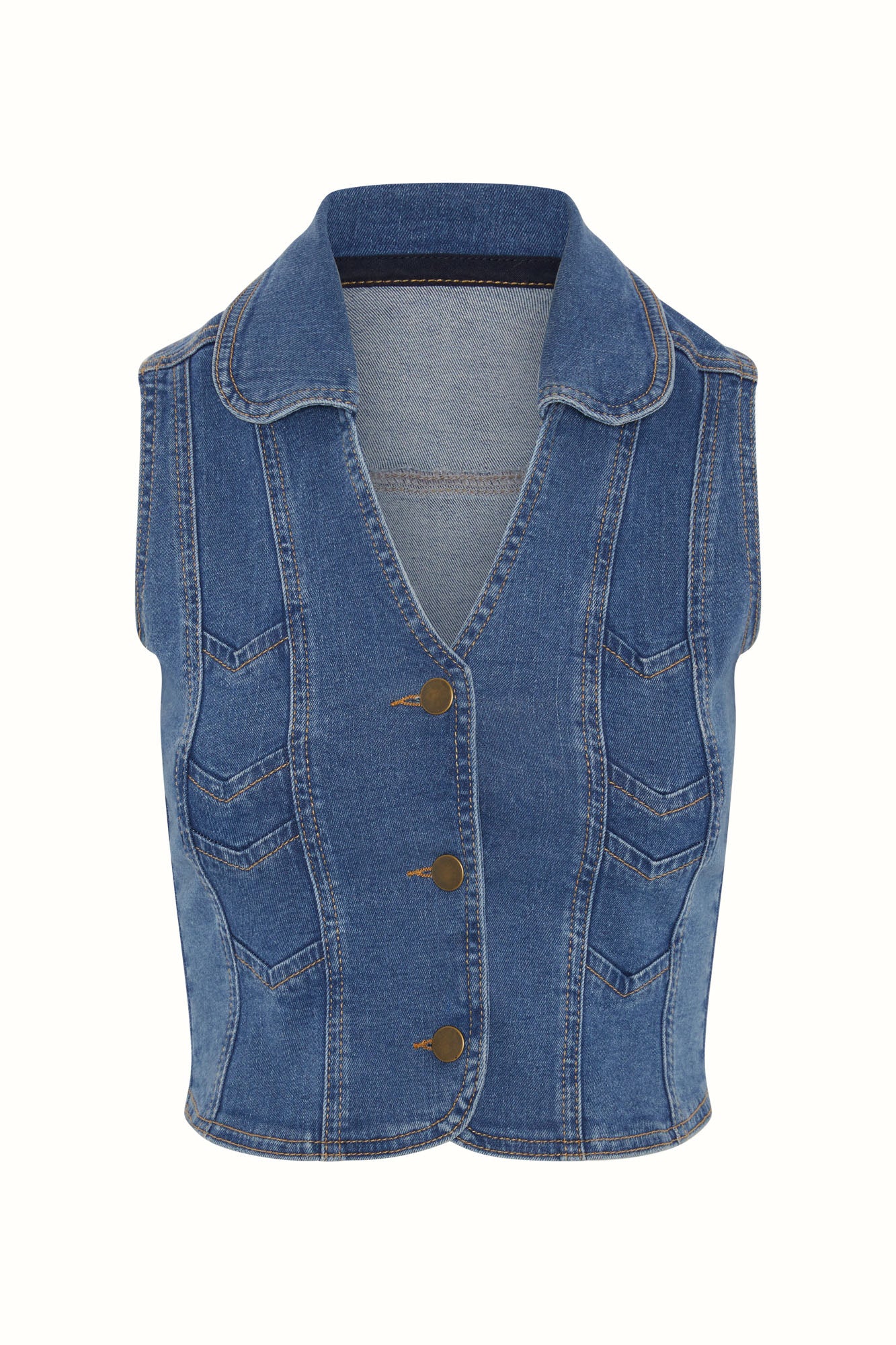 Little Jeanie Chevron Denim Vest - Image 3