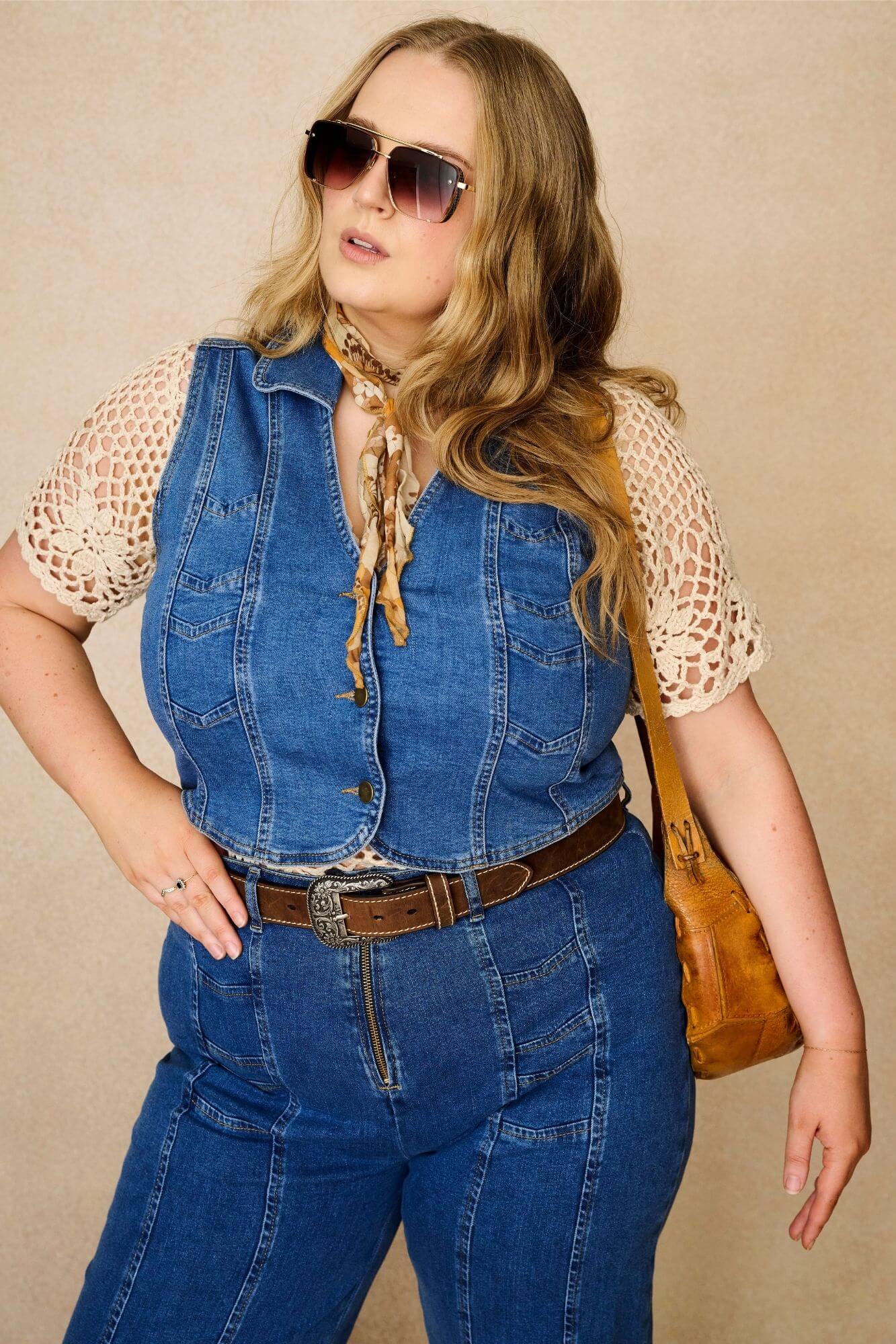 Little Jeanie Chevron Denim Vest - Image 4