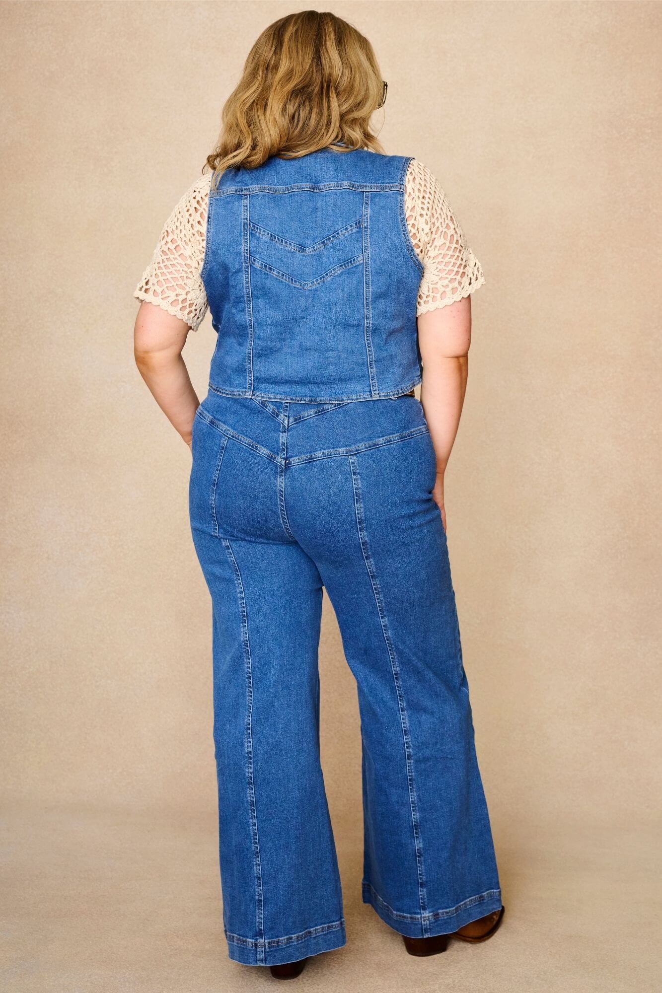 Little Jeanie Chevron Denim Vest - Image 6