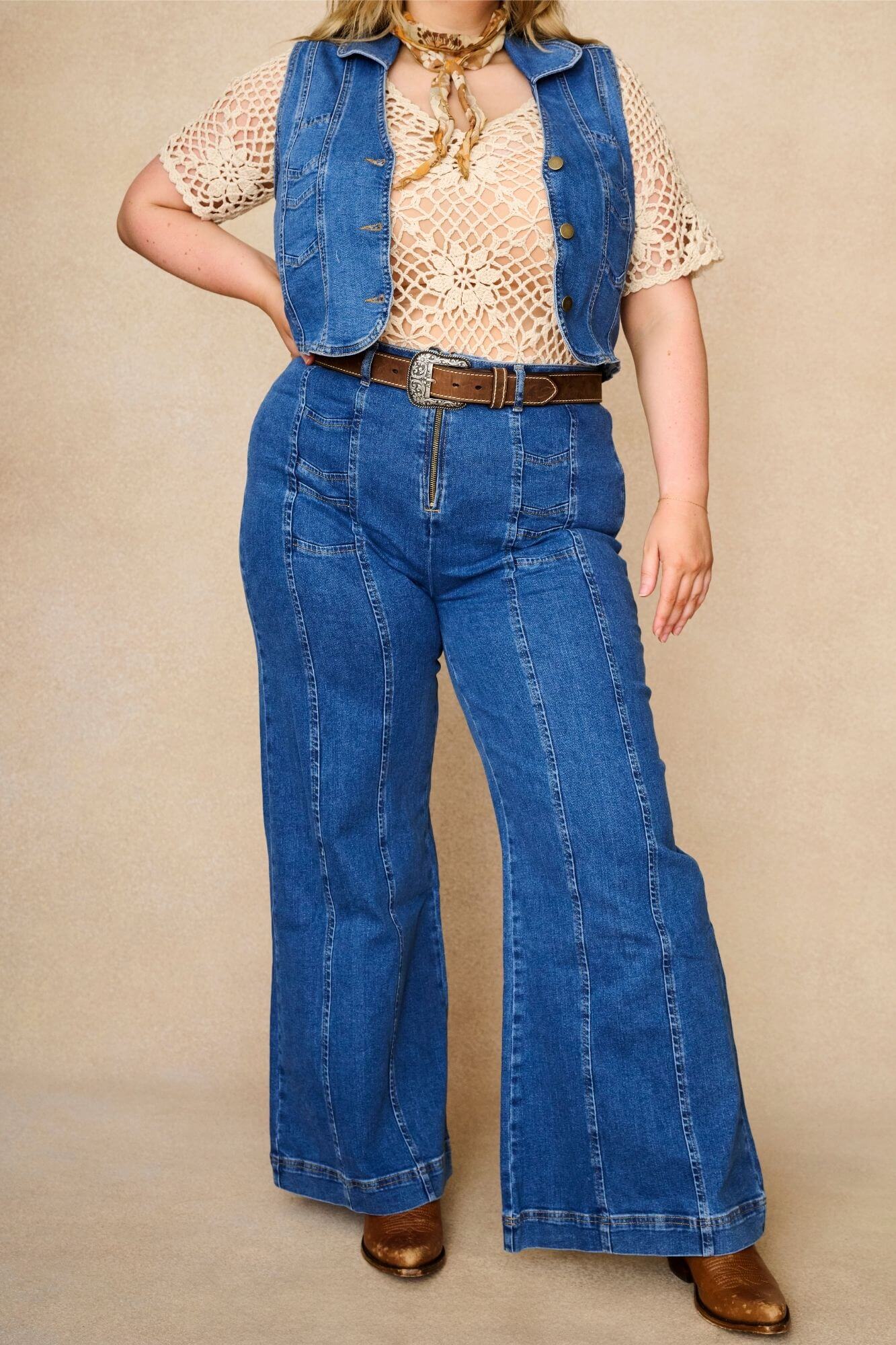 Little Jeanie Chevron Wide Leg Jeans - Image 7