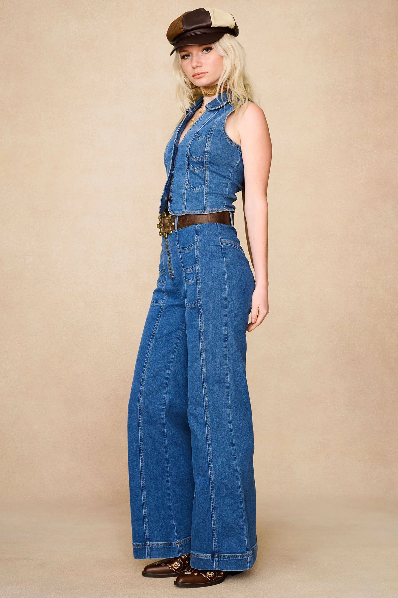 Little Jeanie Chevron Wide Leg Jeans - Image 9