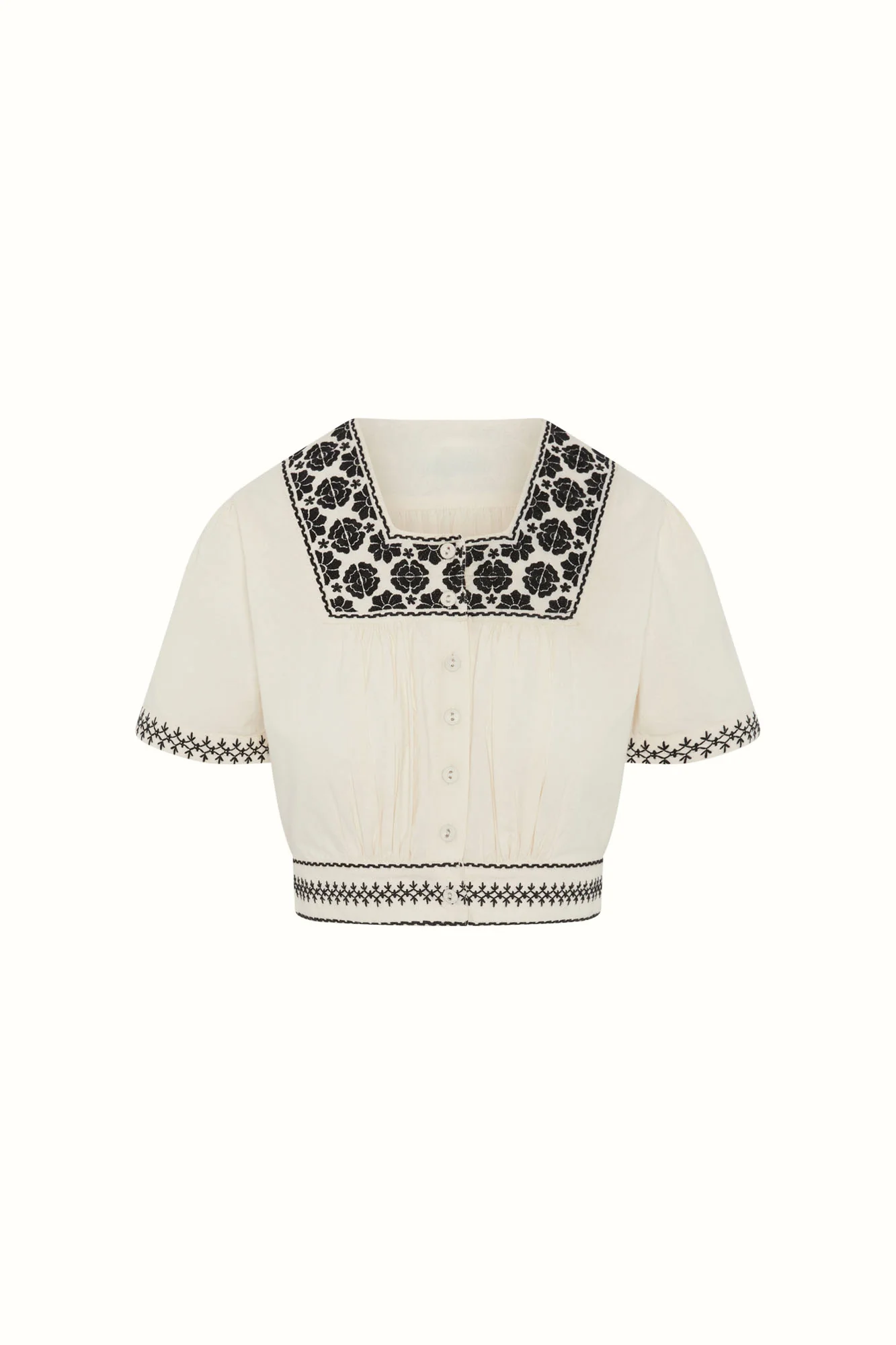 Shadow Bloom Cream Embroidered Crop Top - Image 6