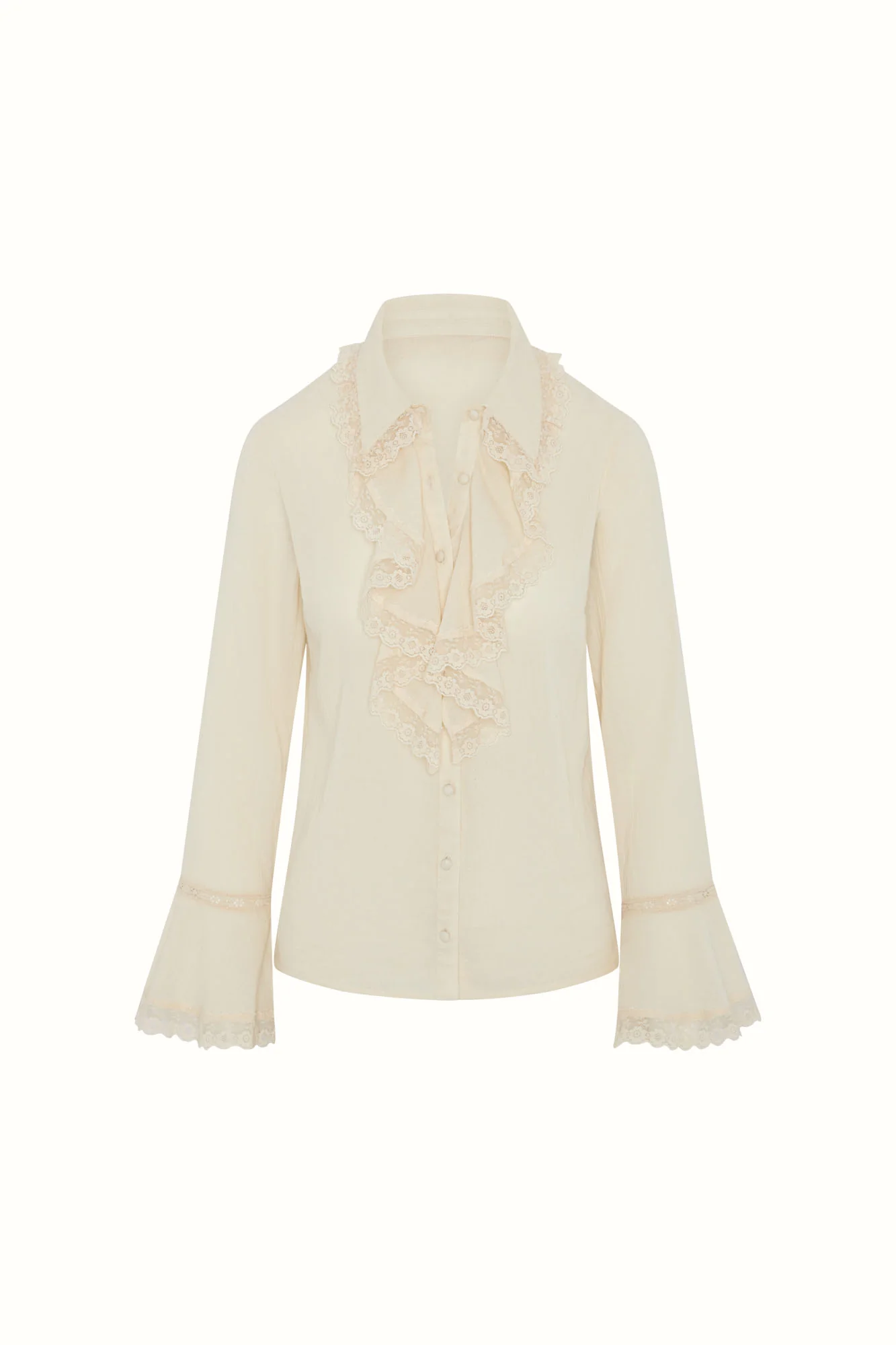 Storyteller Cream Lace Trim Ruffle Blouse - Image 4