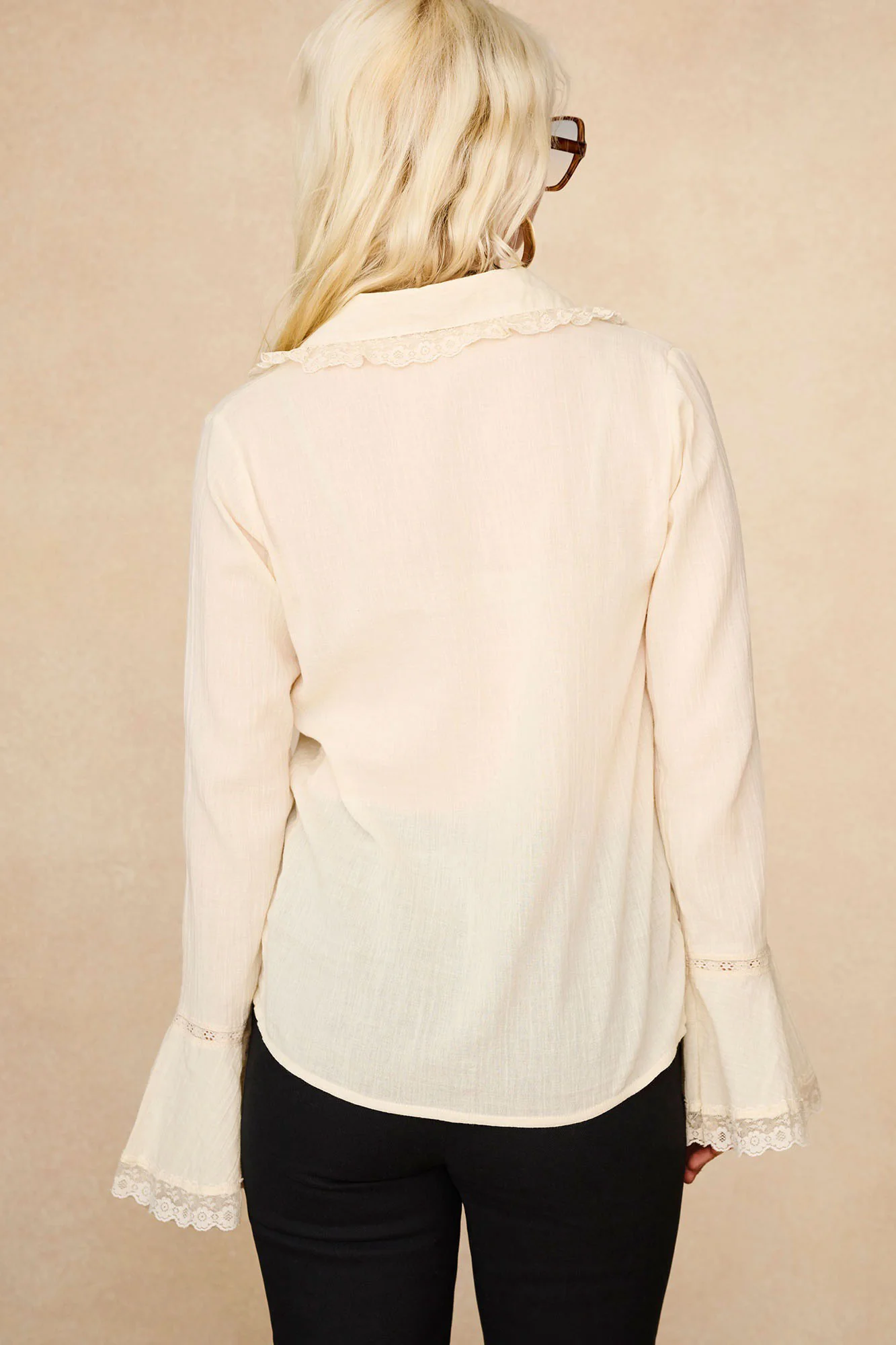 Storyteller Cream Lace Trim Ruffle Blouse - Image 7