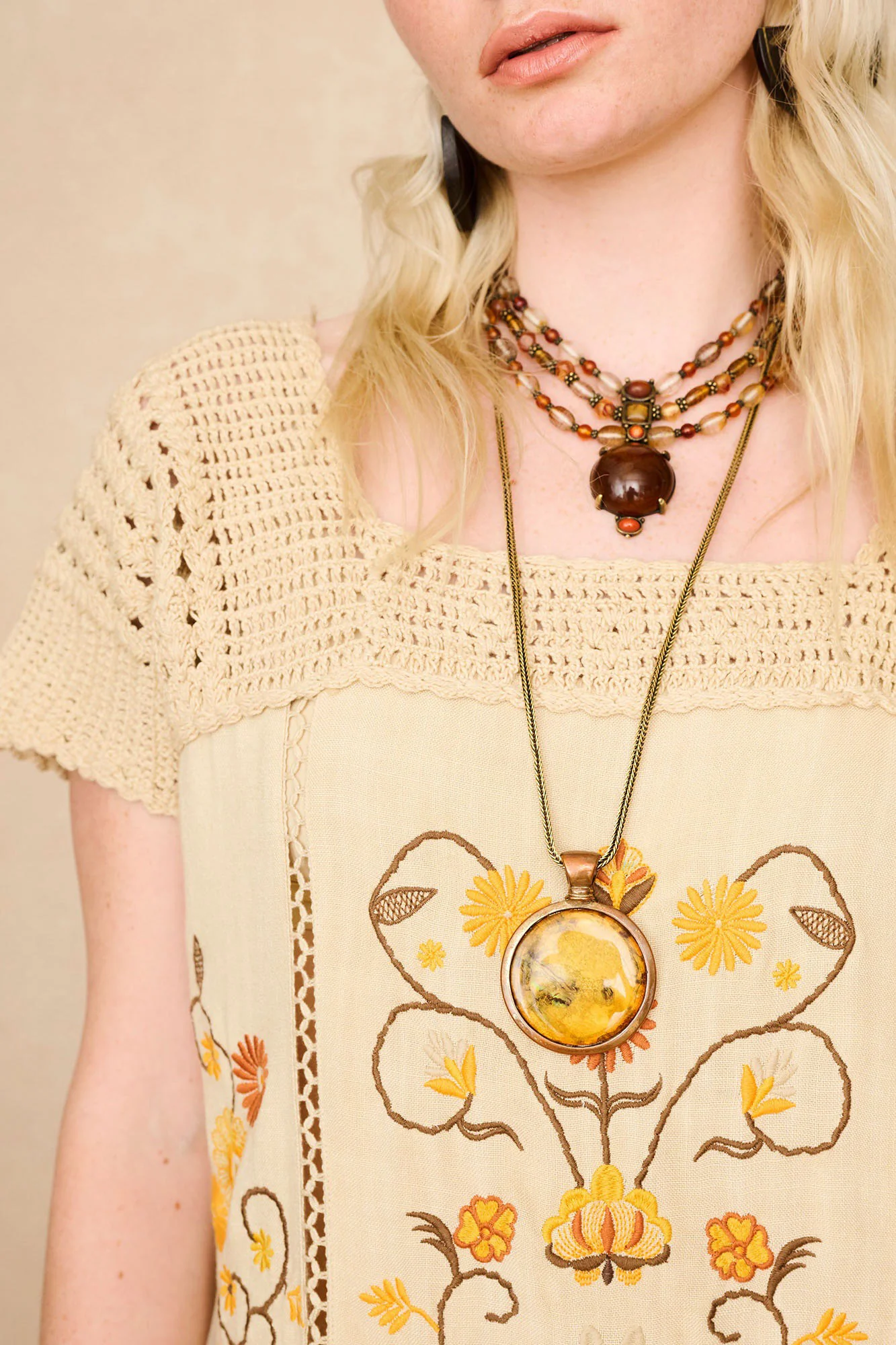 Crimson & Clover Crochet Embroidered Midi Dress - Image 3