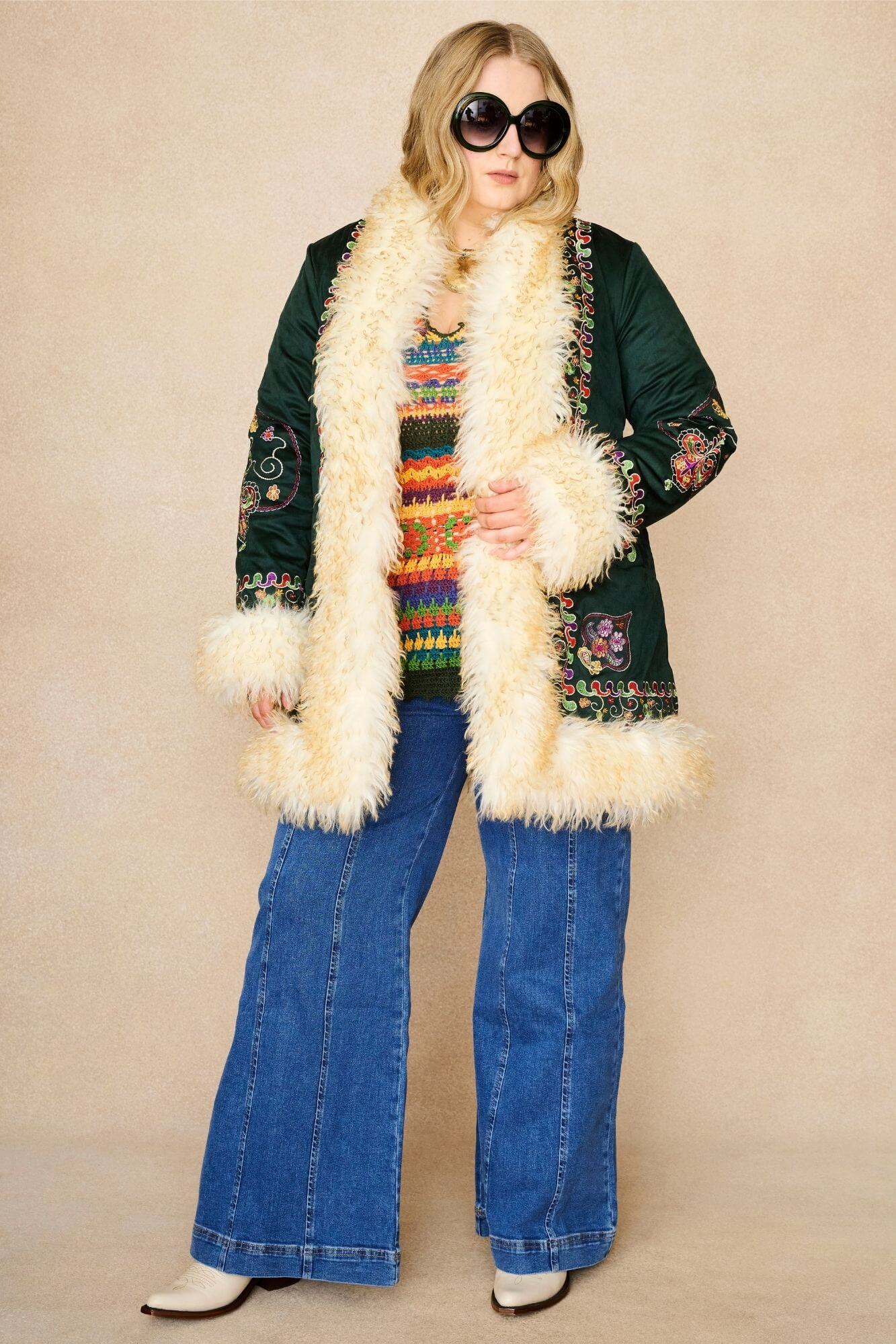 Breaking Hearts Green Embroidered Penny Lane Coat - Image 4