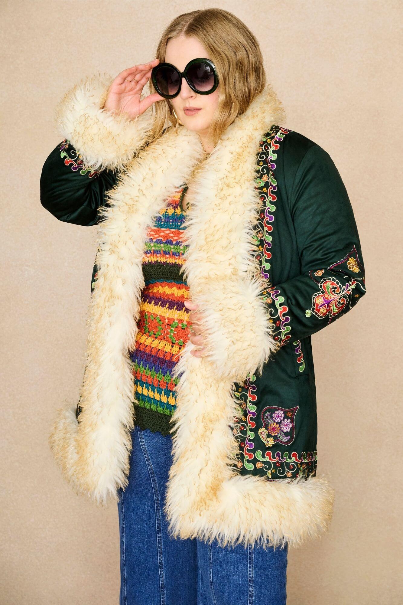 Breaking Hearts Green Embroidered Penny Lane Coat - Image 5