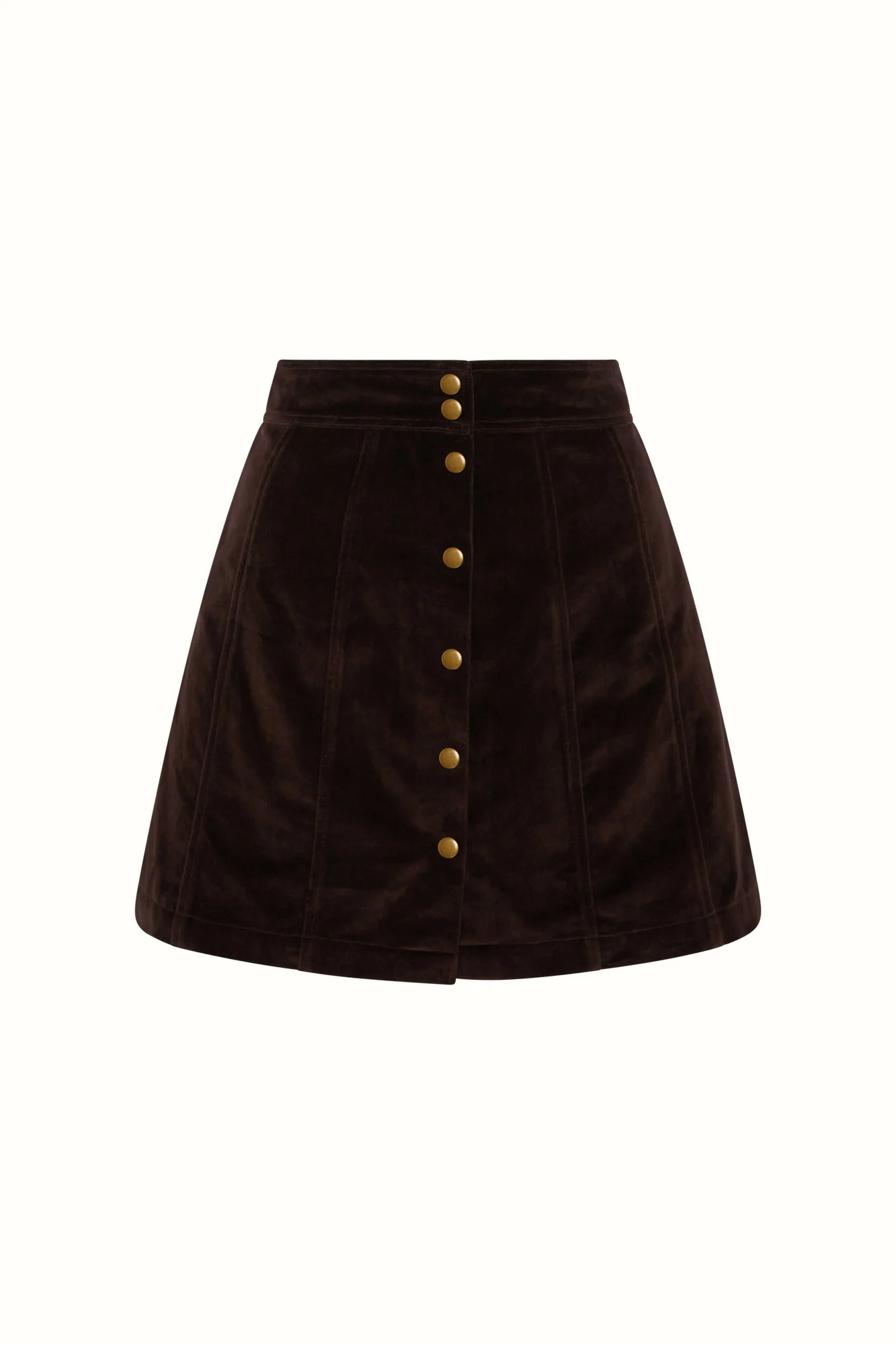 Katie Mae Brown Velvet Mini Skirt - Image 9