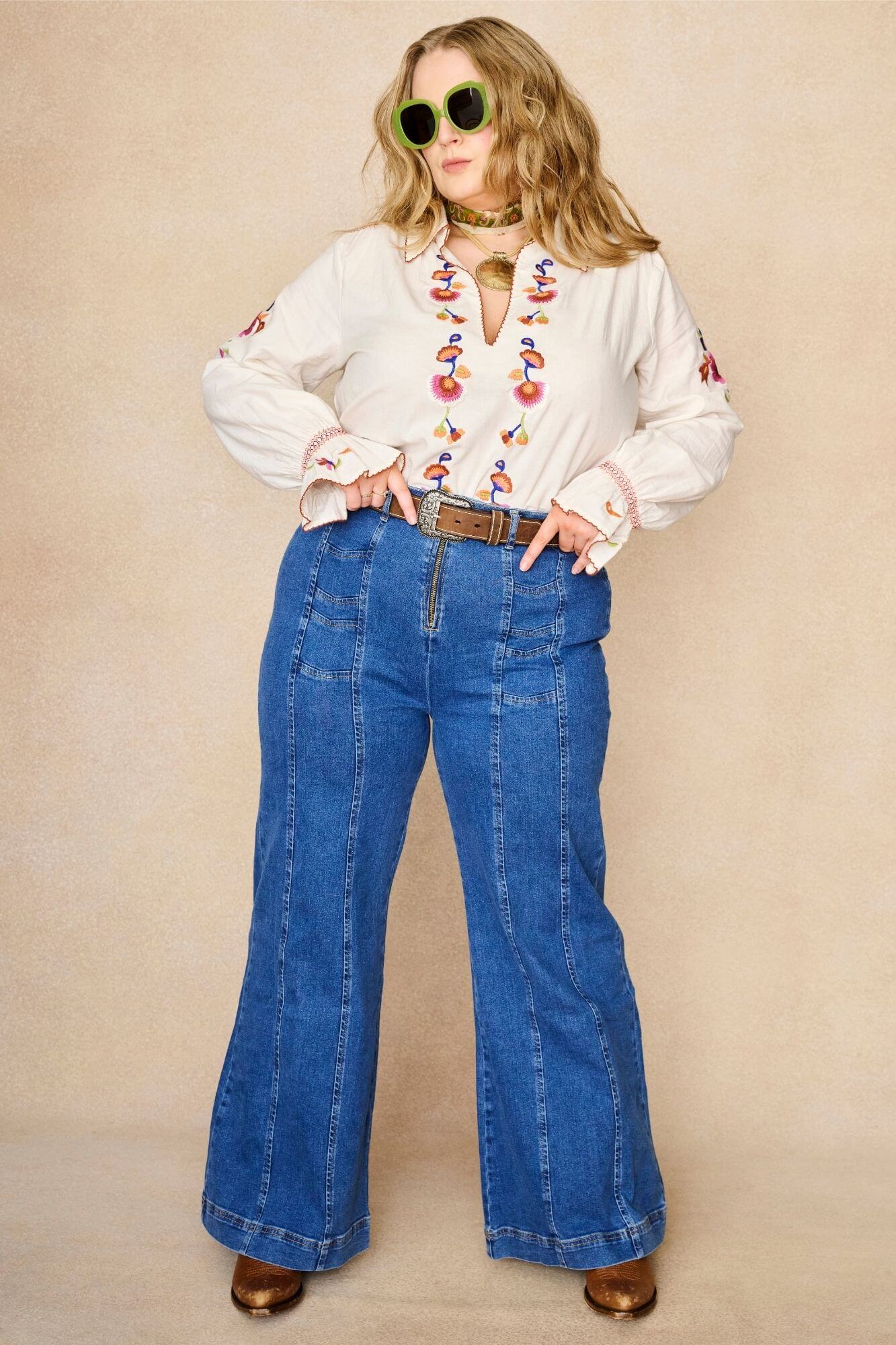 Little Jeanie Chevron Wide Leg Jeans - Image 6
