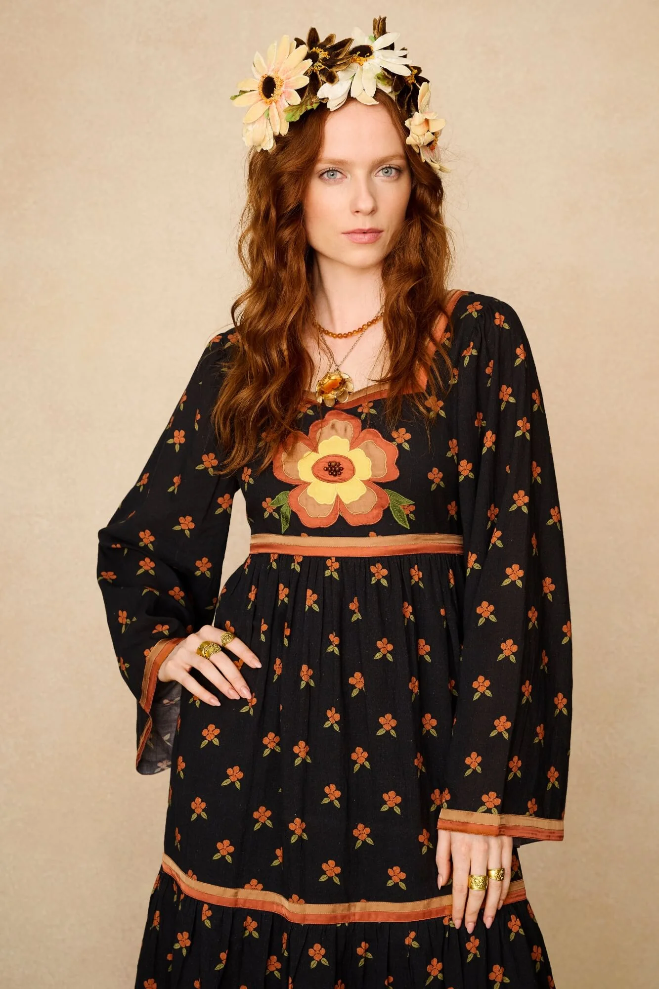 Marigold Black Prairie Maxi Dress - Image 3