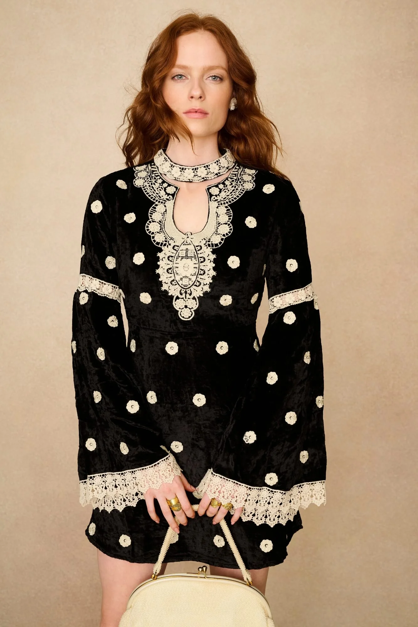 Nightshade Black Velvet Mini Dress - Image 3