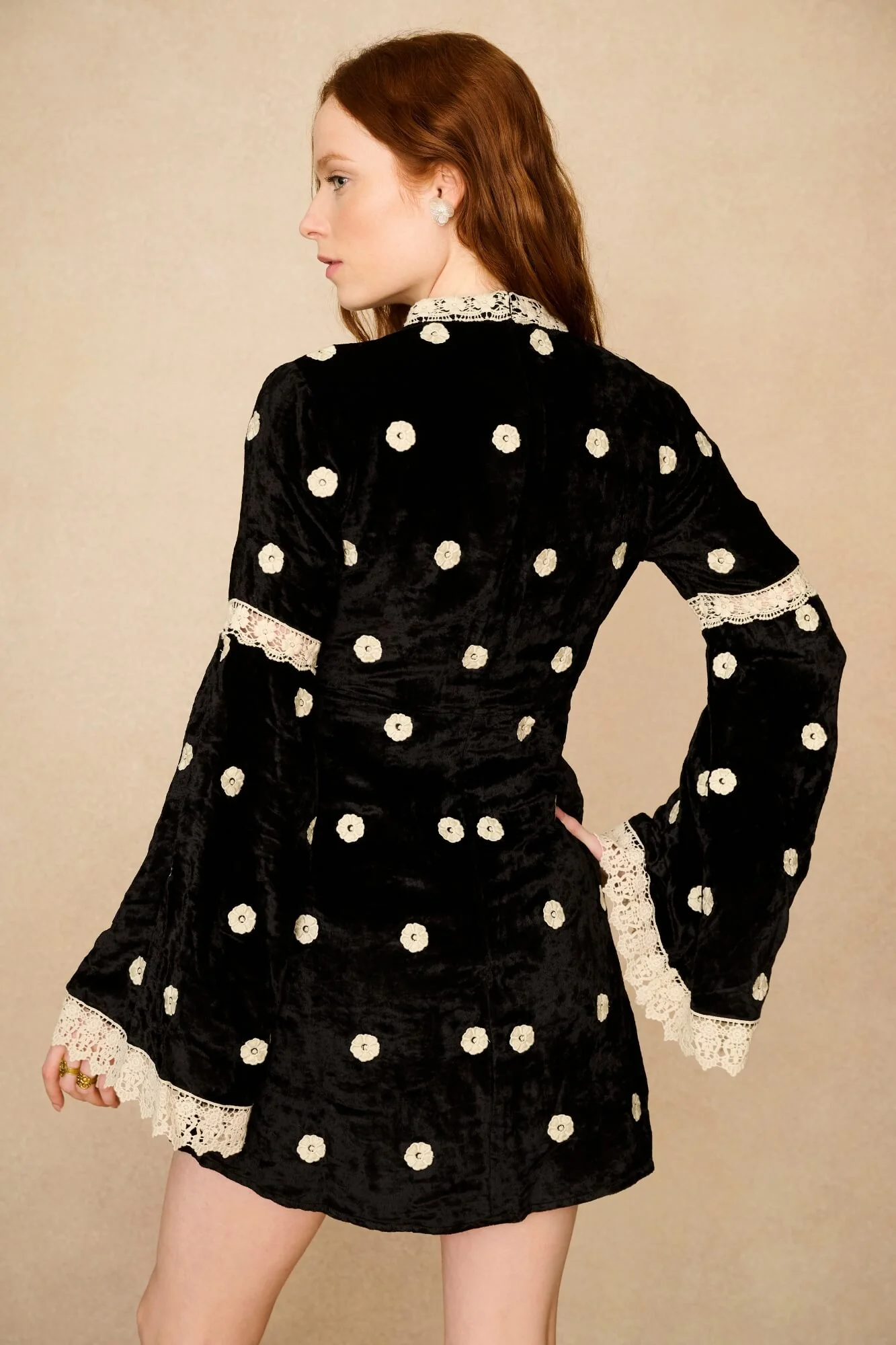 Nightshade Black Velvet Mini Dress - Image 5