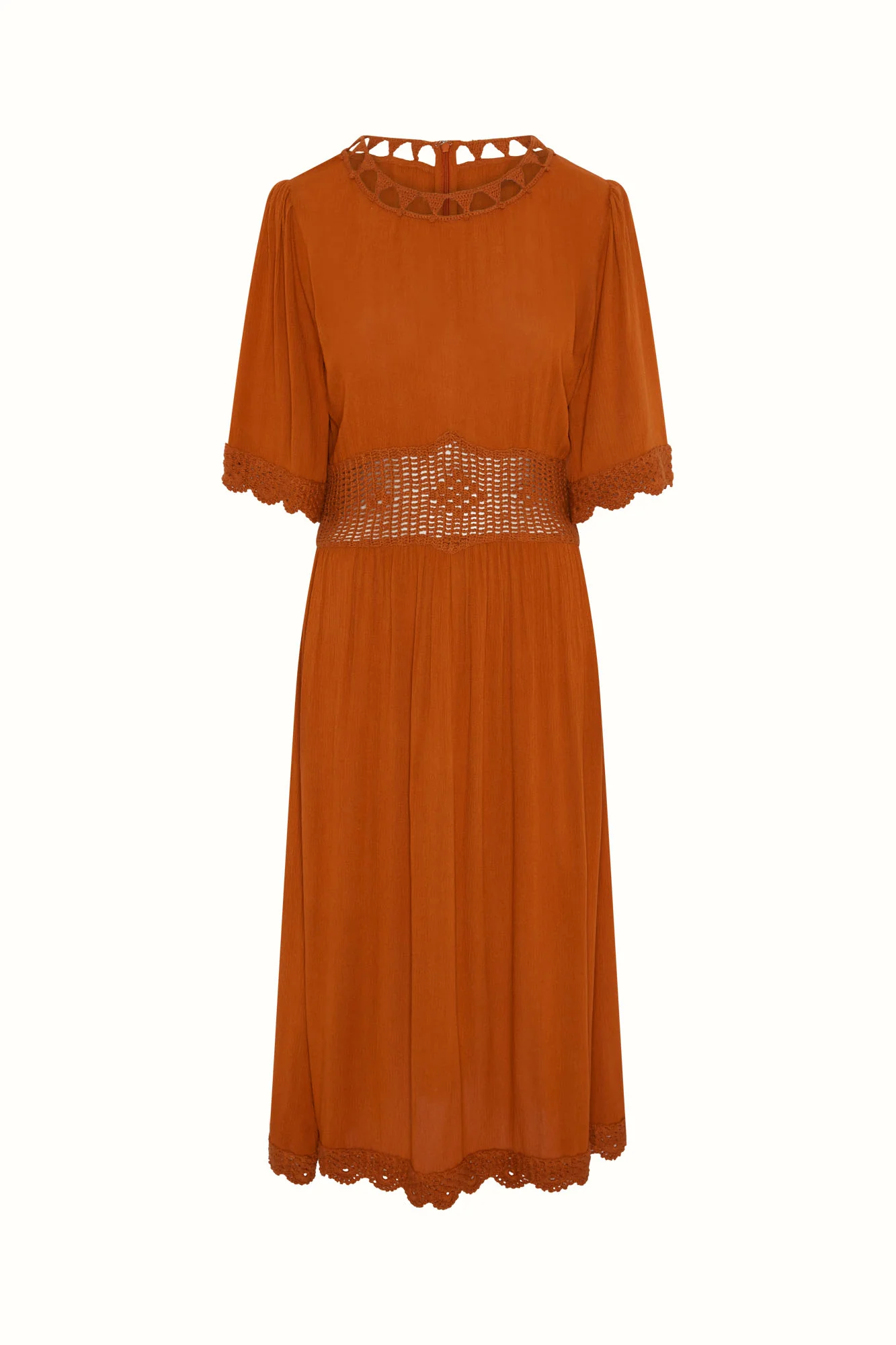 Sunspell Orange Crochet Trim Midi Dress - Image 6