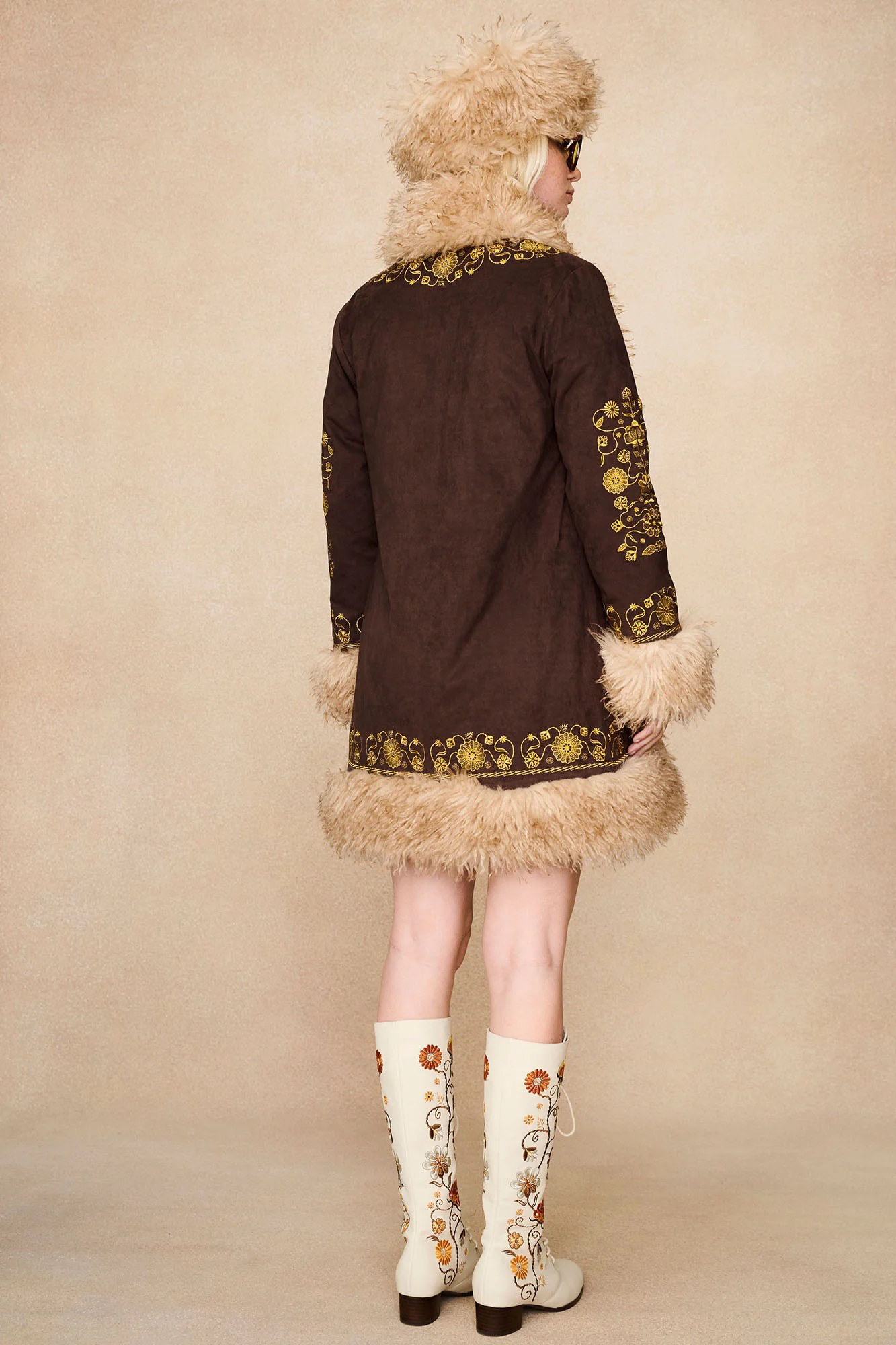 Penny Lane Cream Floral Embroidered Boots - Image 6