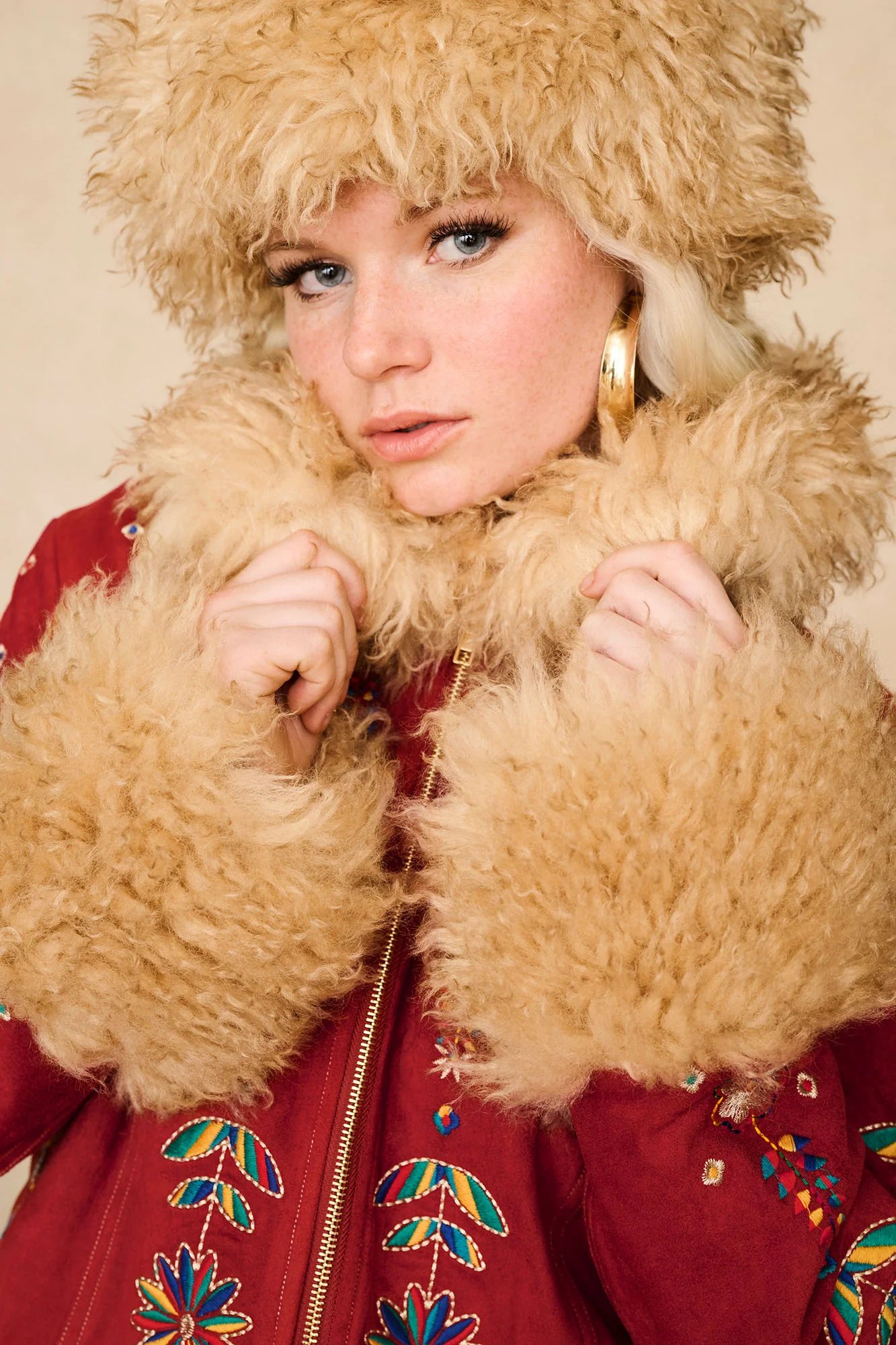 Scarlet Spell Red Embroidered Penny Lane Coat - Image 3