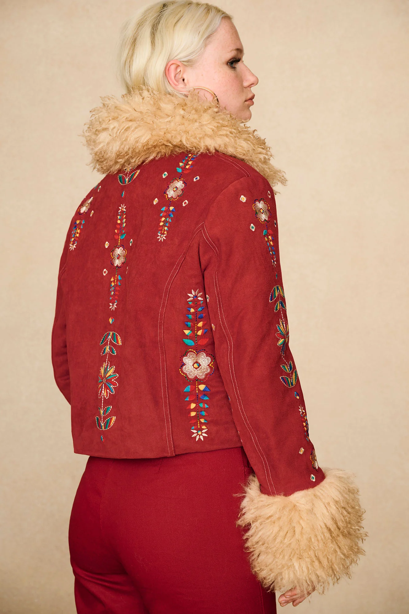 Scarlet Spell Red Embroidered Penny Lane Coat - Image 7