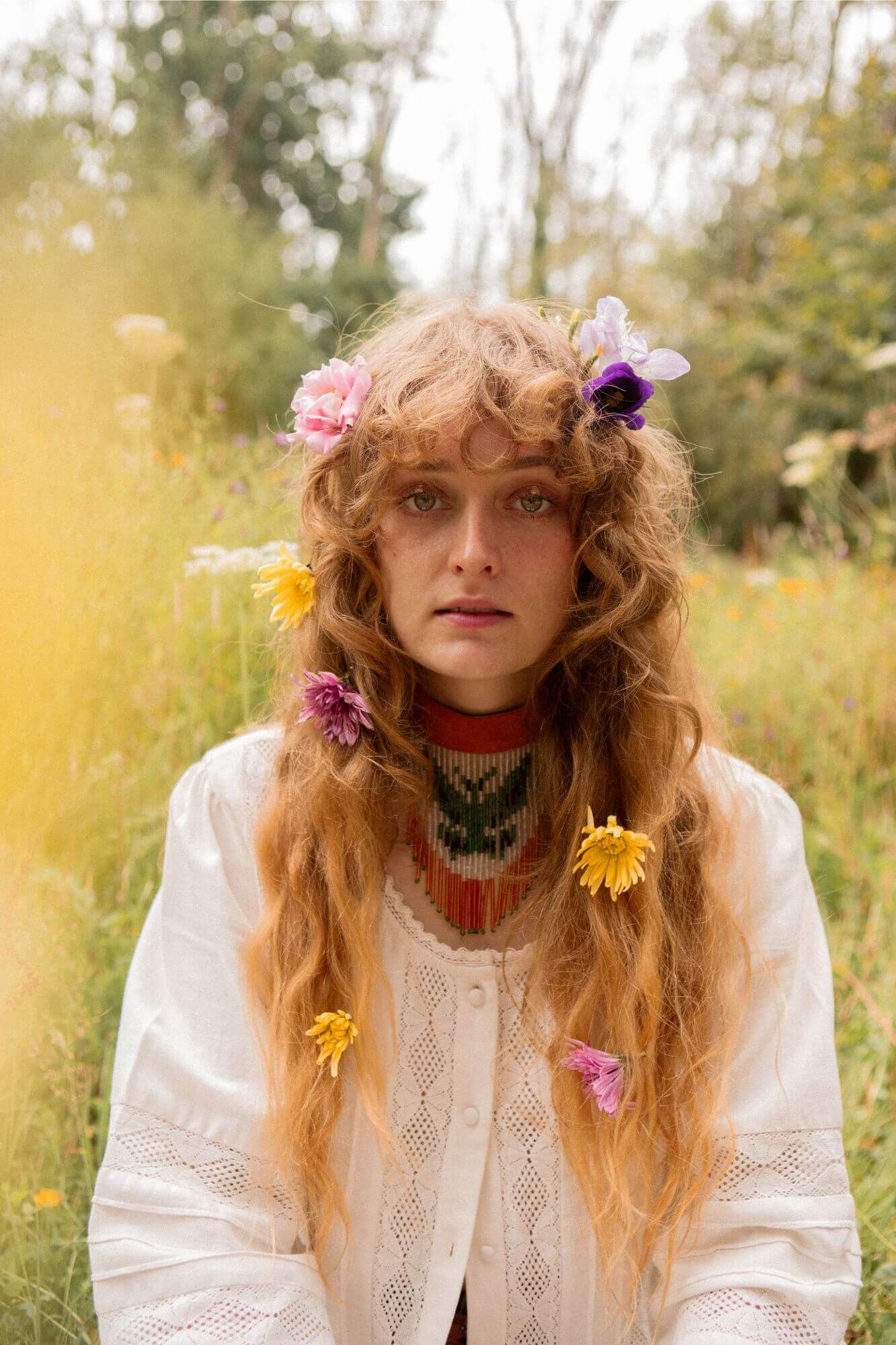 Rose Belle Cream Lace Panelled Blouse - Image 3