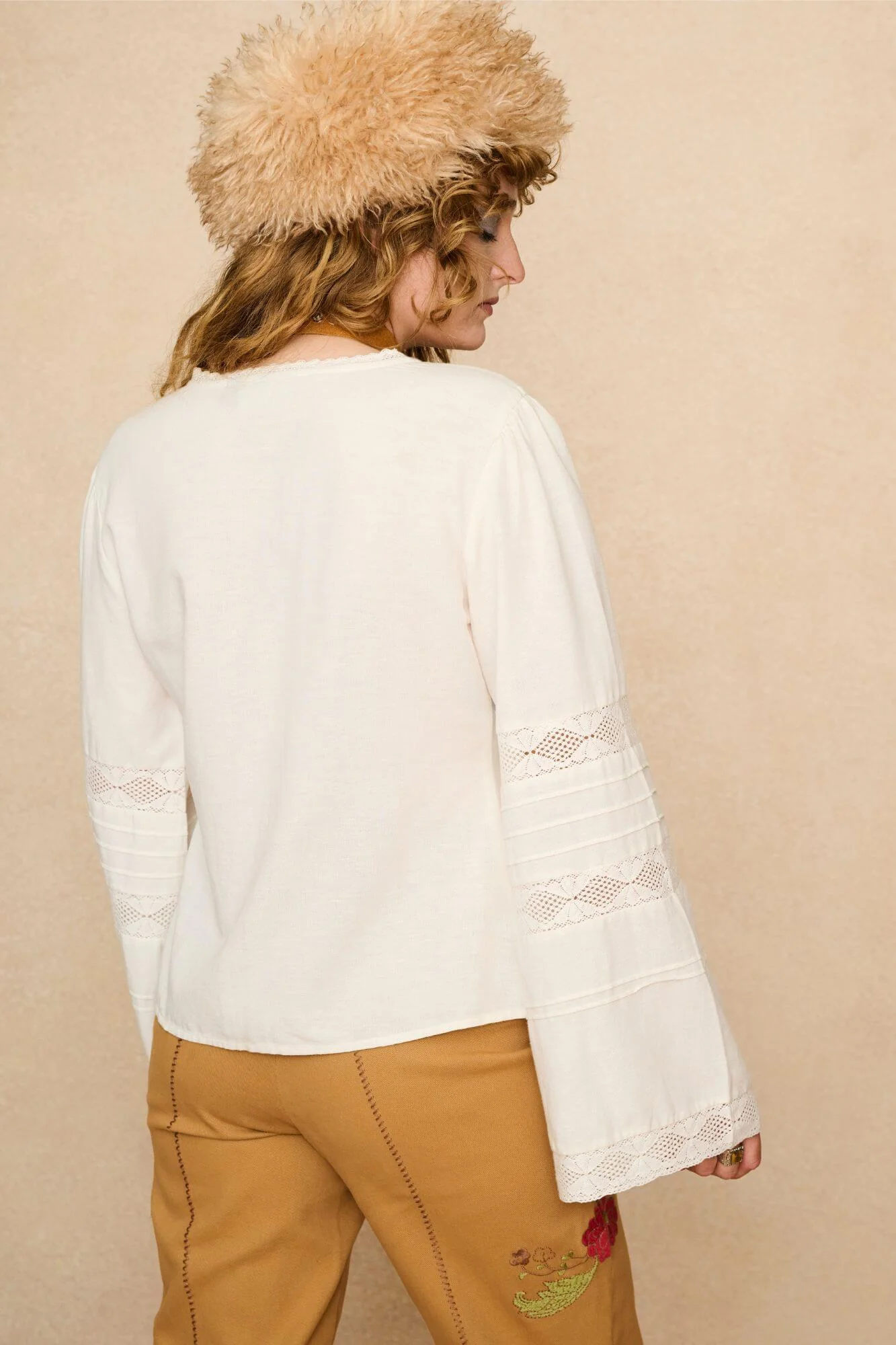 Rose Belle Cream Lace Panelled Blouse - Image 6
