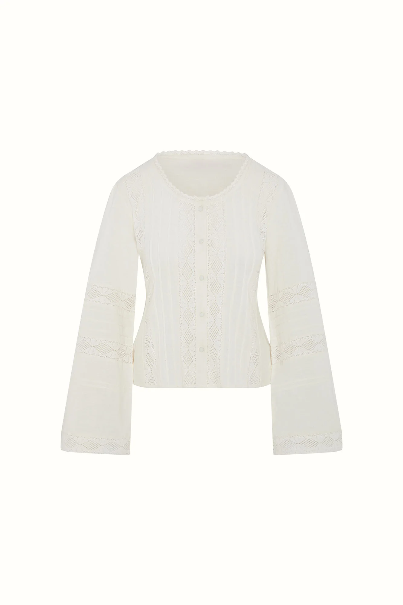 Rose Belle Cream Lace Panelled Blouse - Image 7