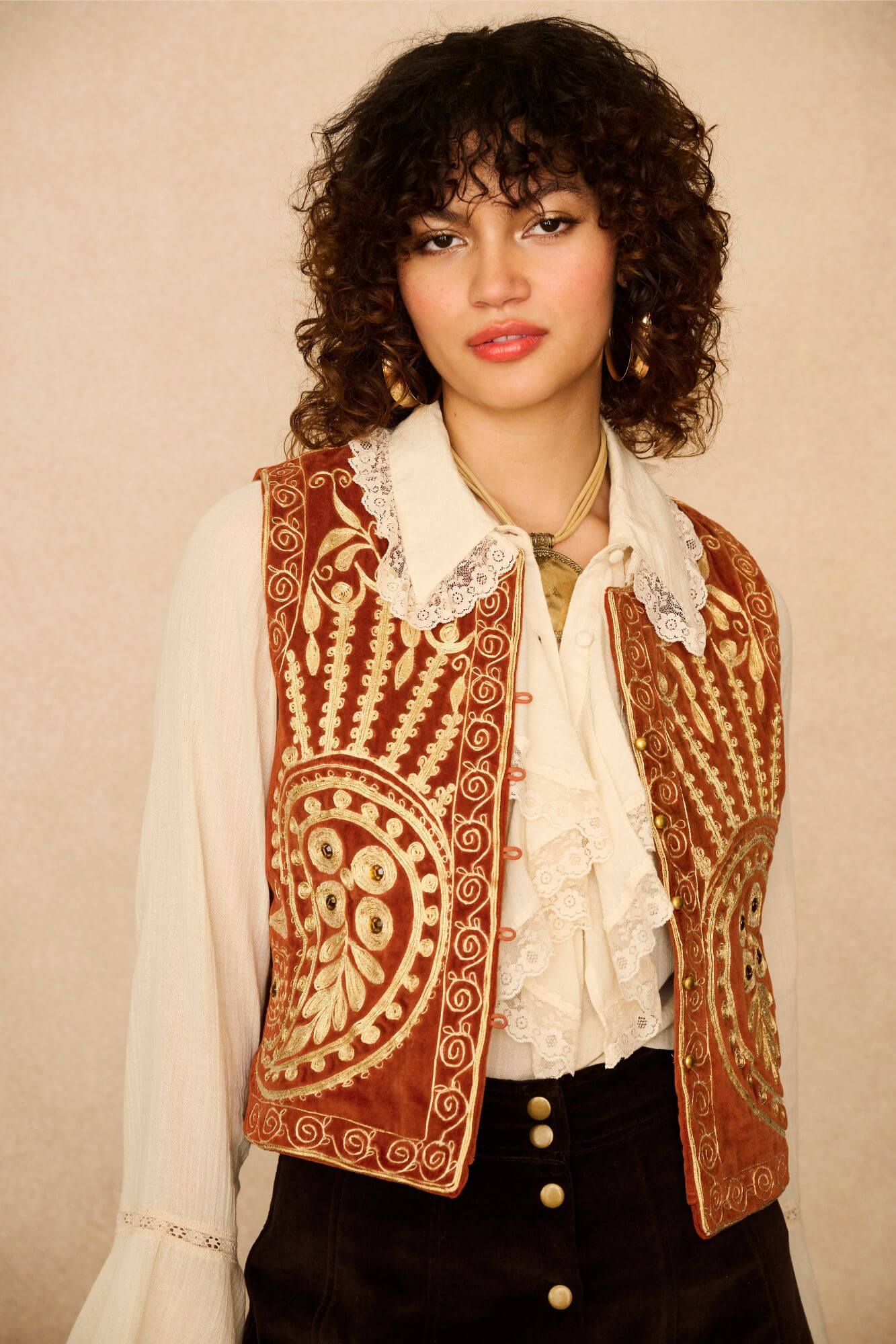 Tangerine Dream Orange Velvet Vest - Image 4