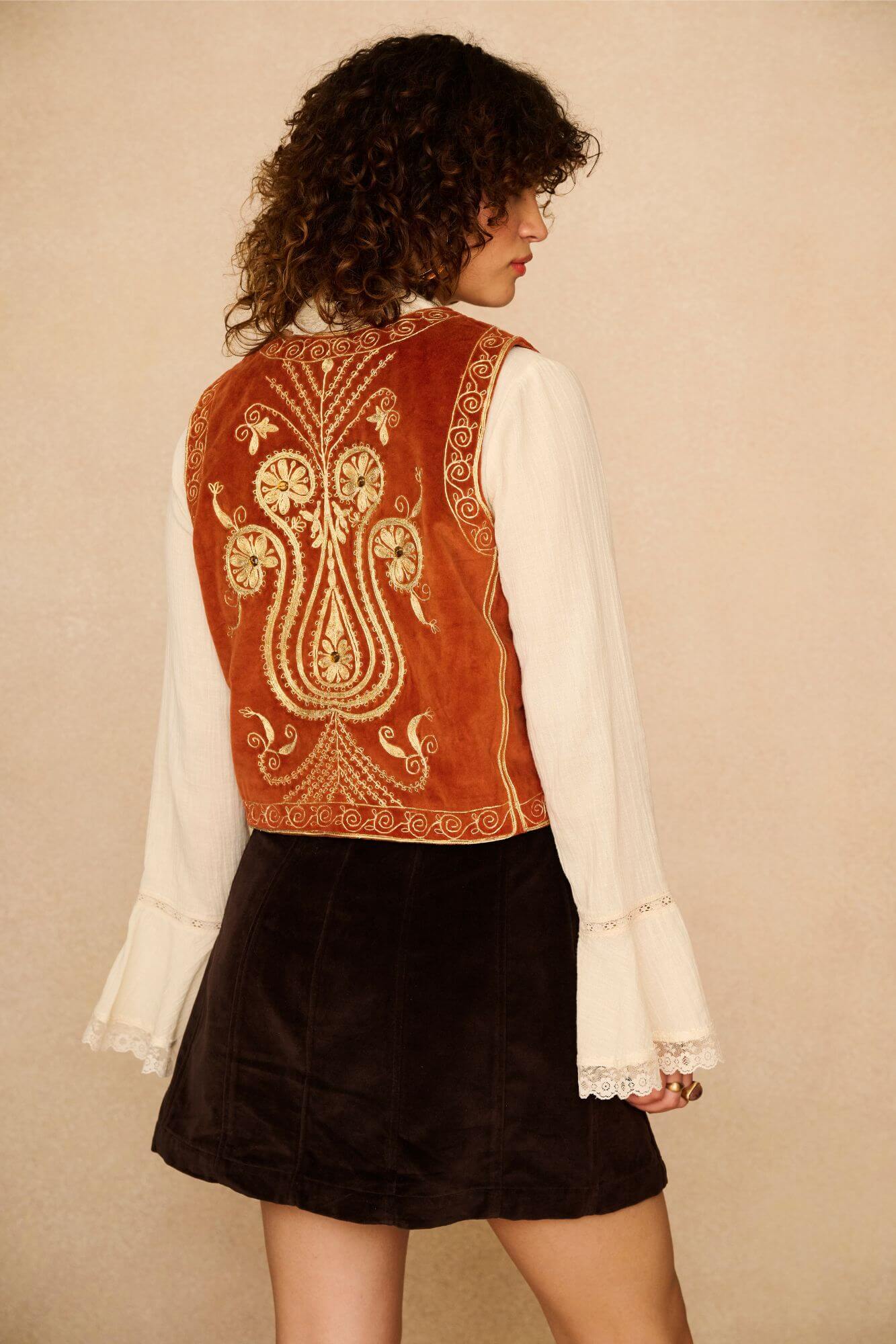 Tangerine Dream Orange Velvet Vest - Image 5