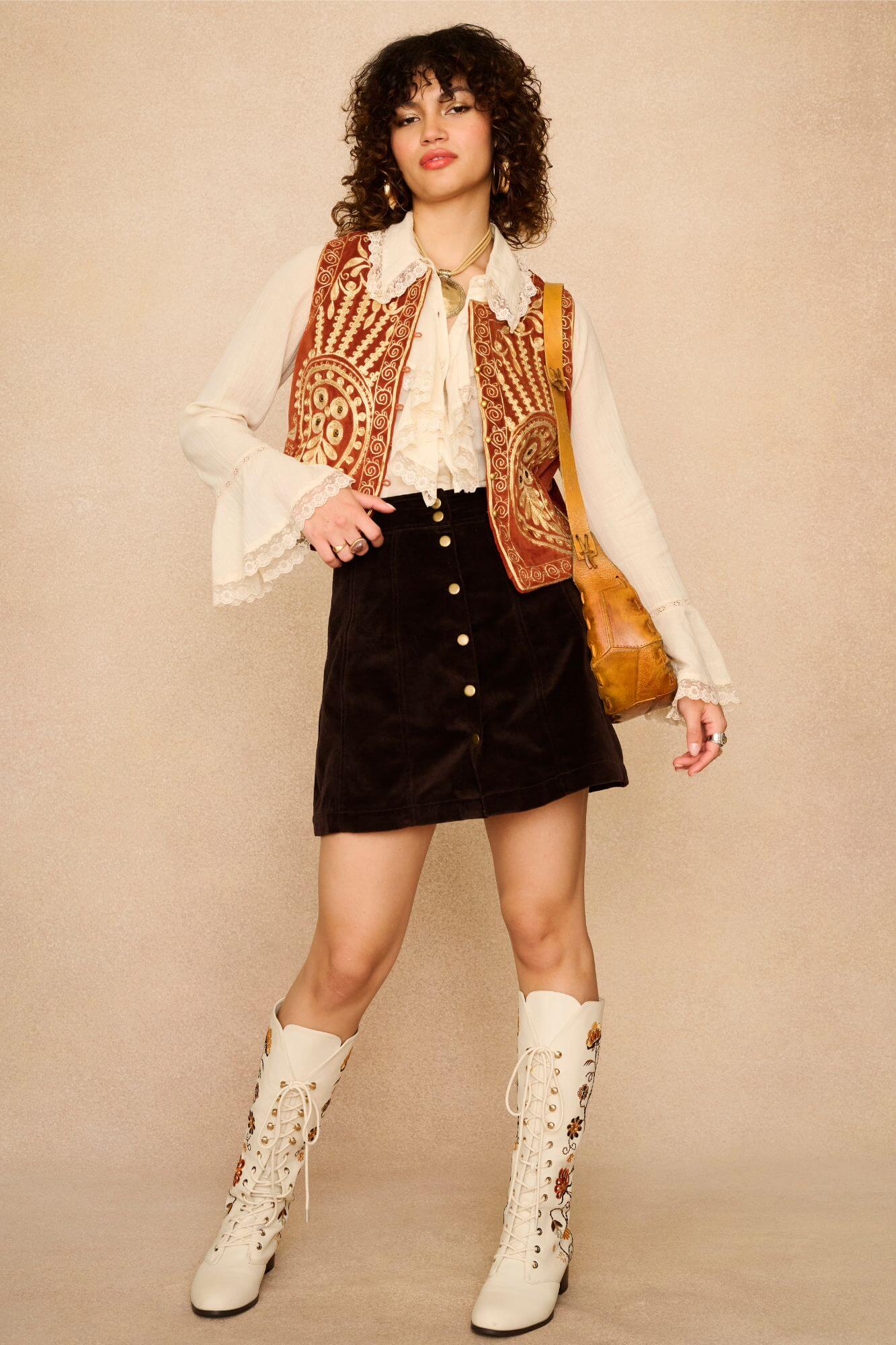 Tangerine Dream Orange Velvet Vest - Image 7