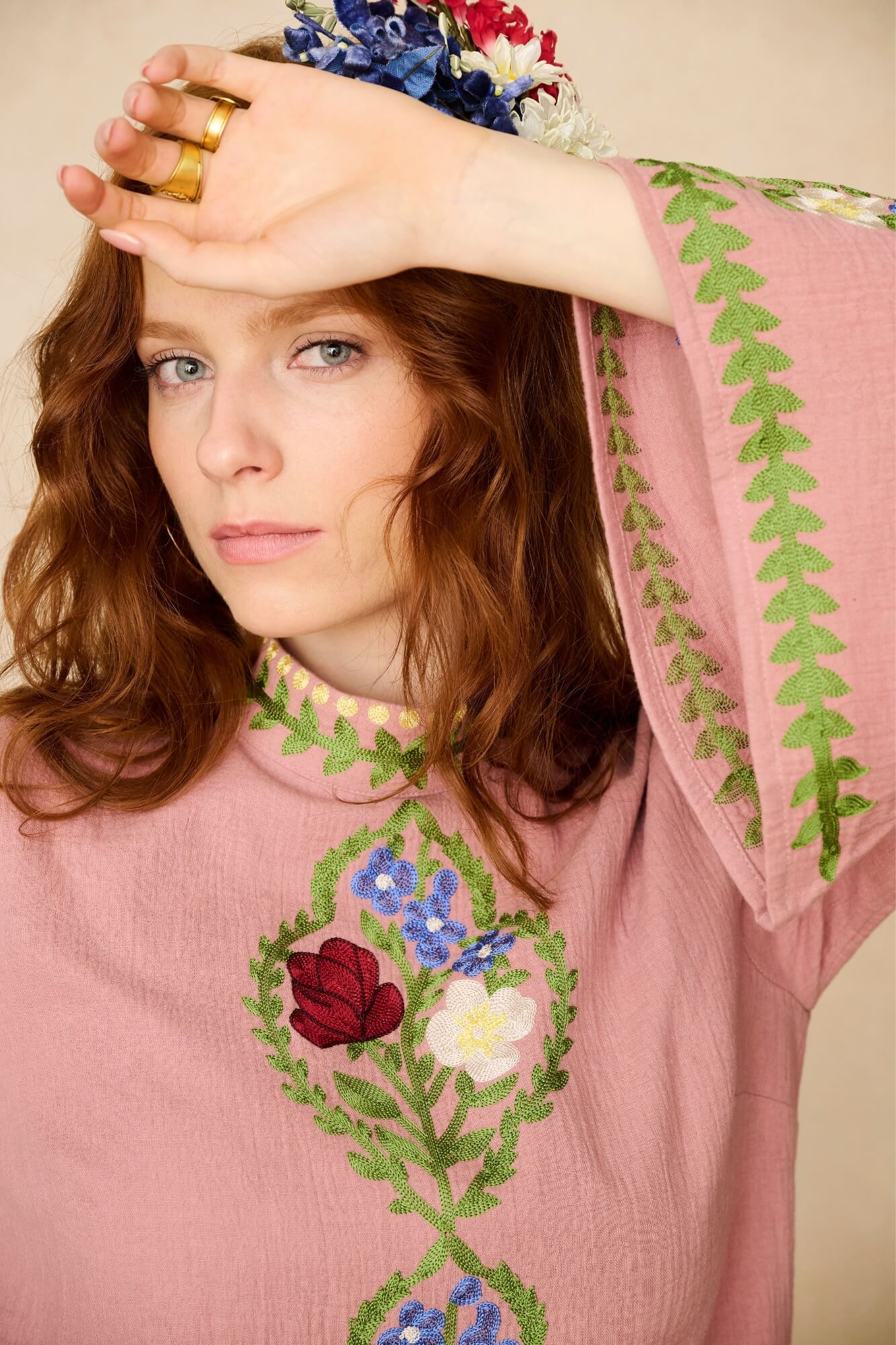 Wild Rose Pink Embroidered Mini Dress - Image 3