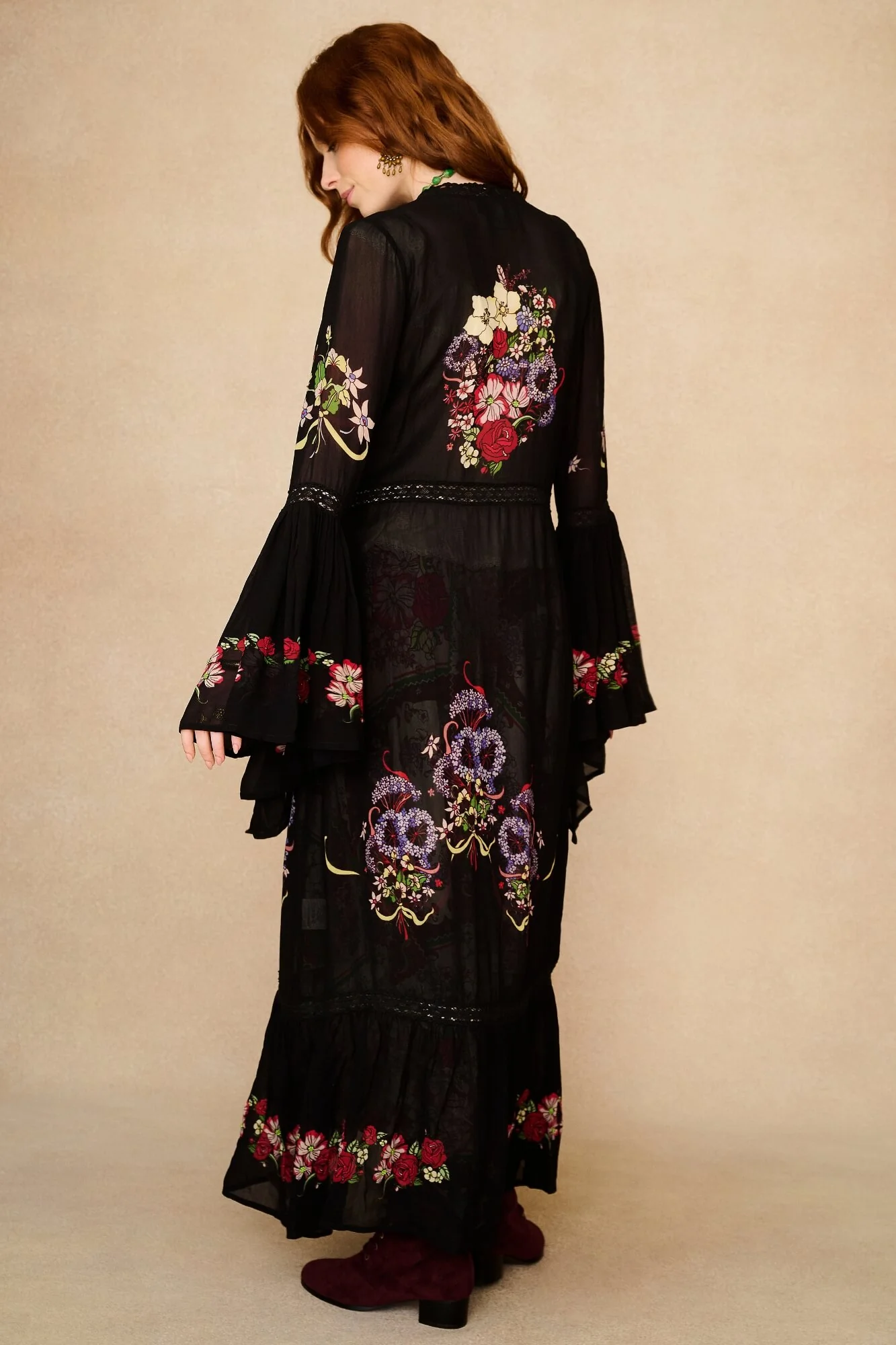 Wildflower Black Wide Sleeve Duster - Image 3
