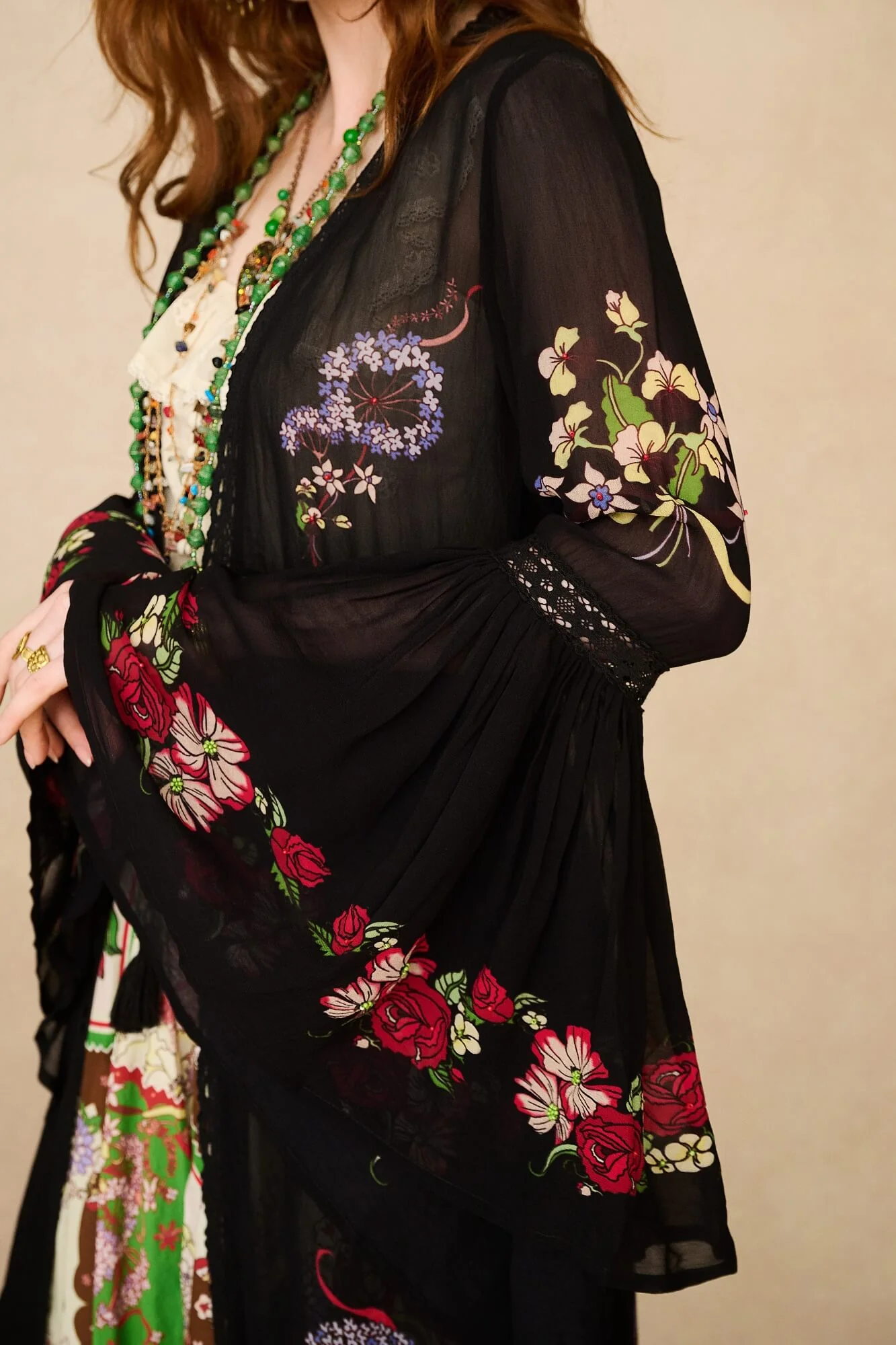 Wildflower Black Wide Sleeve Duster - Image 6