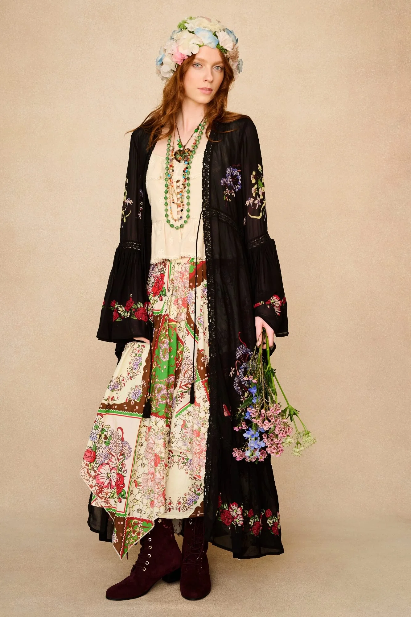 Wildflower Black Wide Sleeve Duster - Image 7