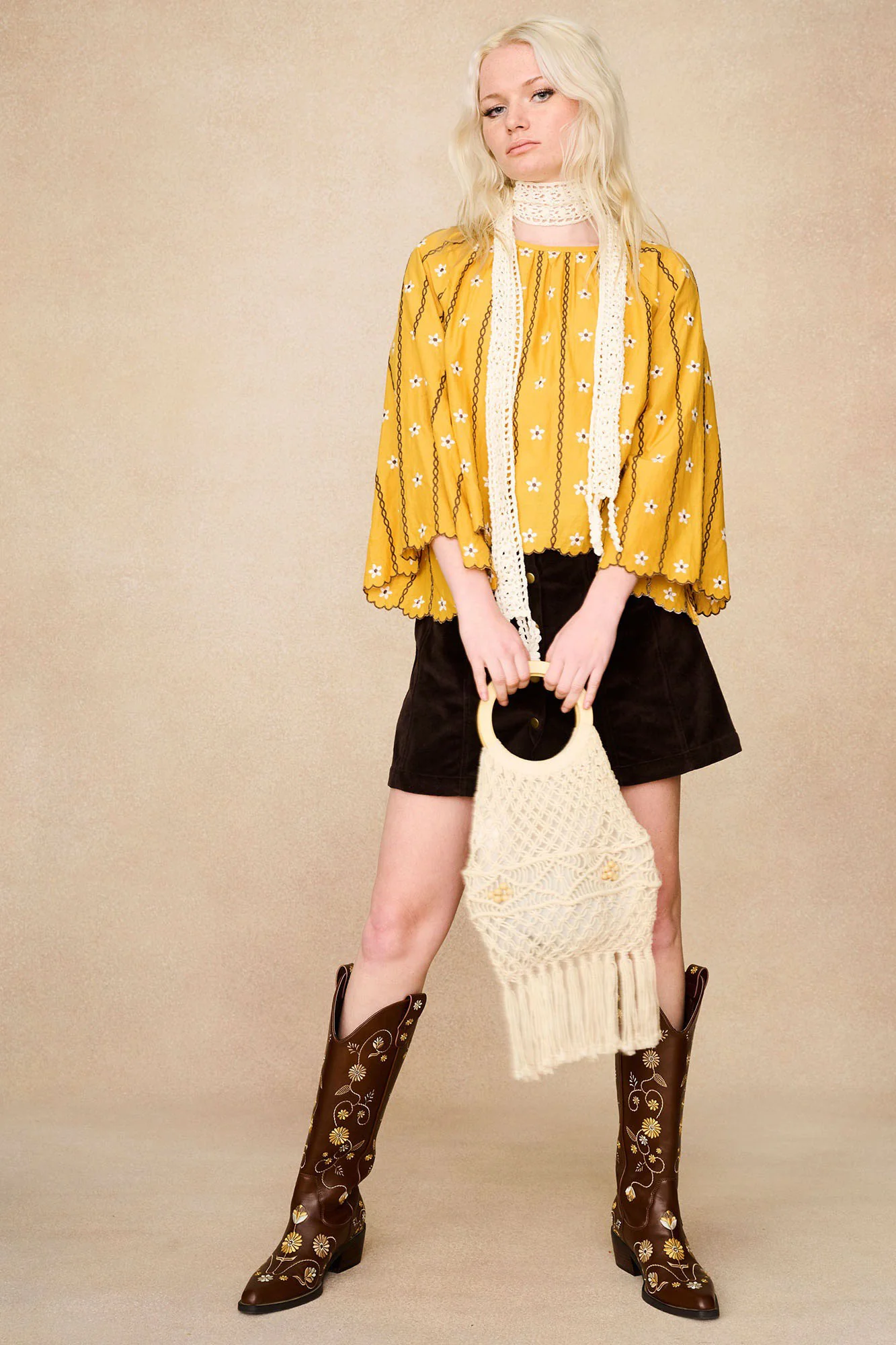 Sunbeam Yellow Embroidered Smock Top - Image 3