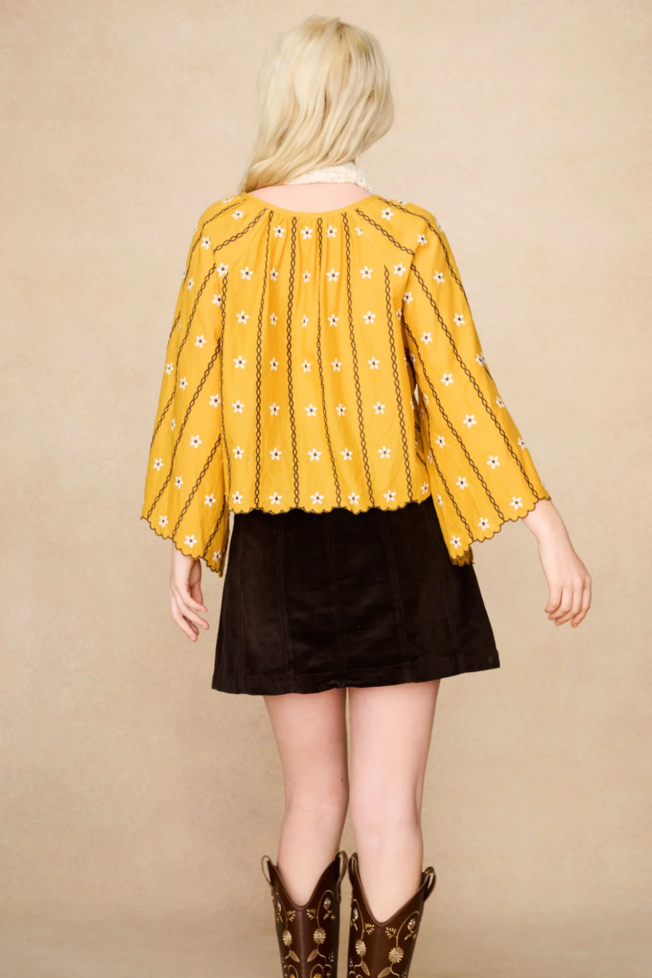 Sunbeam Yellow Embroidered Smock Top - Image 4
